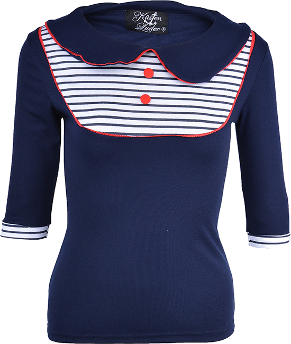 Kuestenluder_LUCY_Stripe_Sailor_Bubikragen_dreiviertel_Arm_SHIRT_-_Blau
