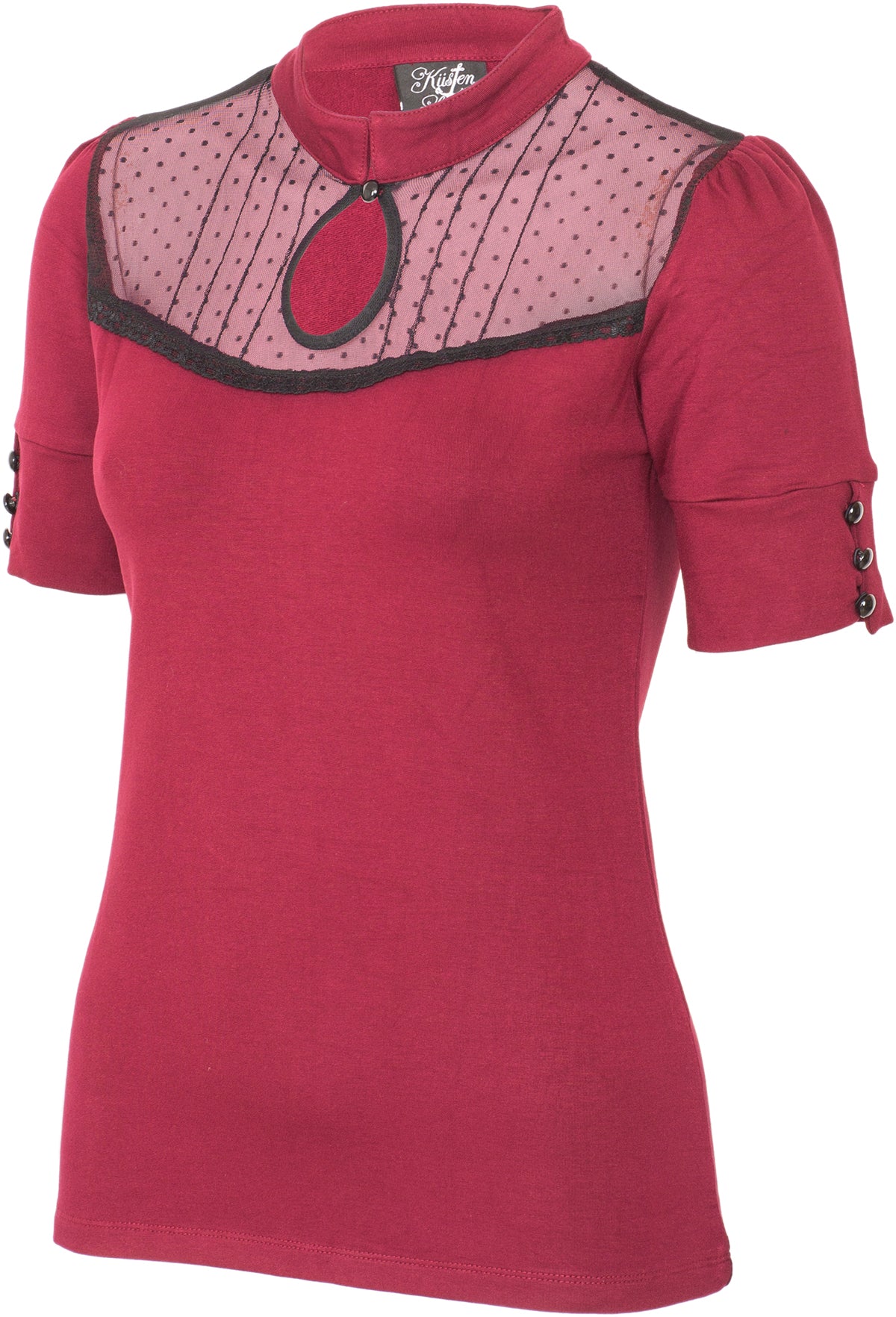 Kuestenluder_LYRA_Vintage_Polka_Dot_MESH_Peephole_Collar_SHIRT_Bluse_Rot-3