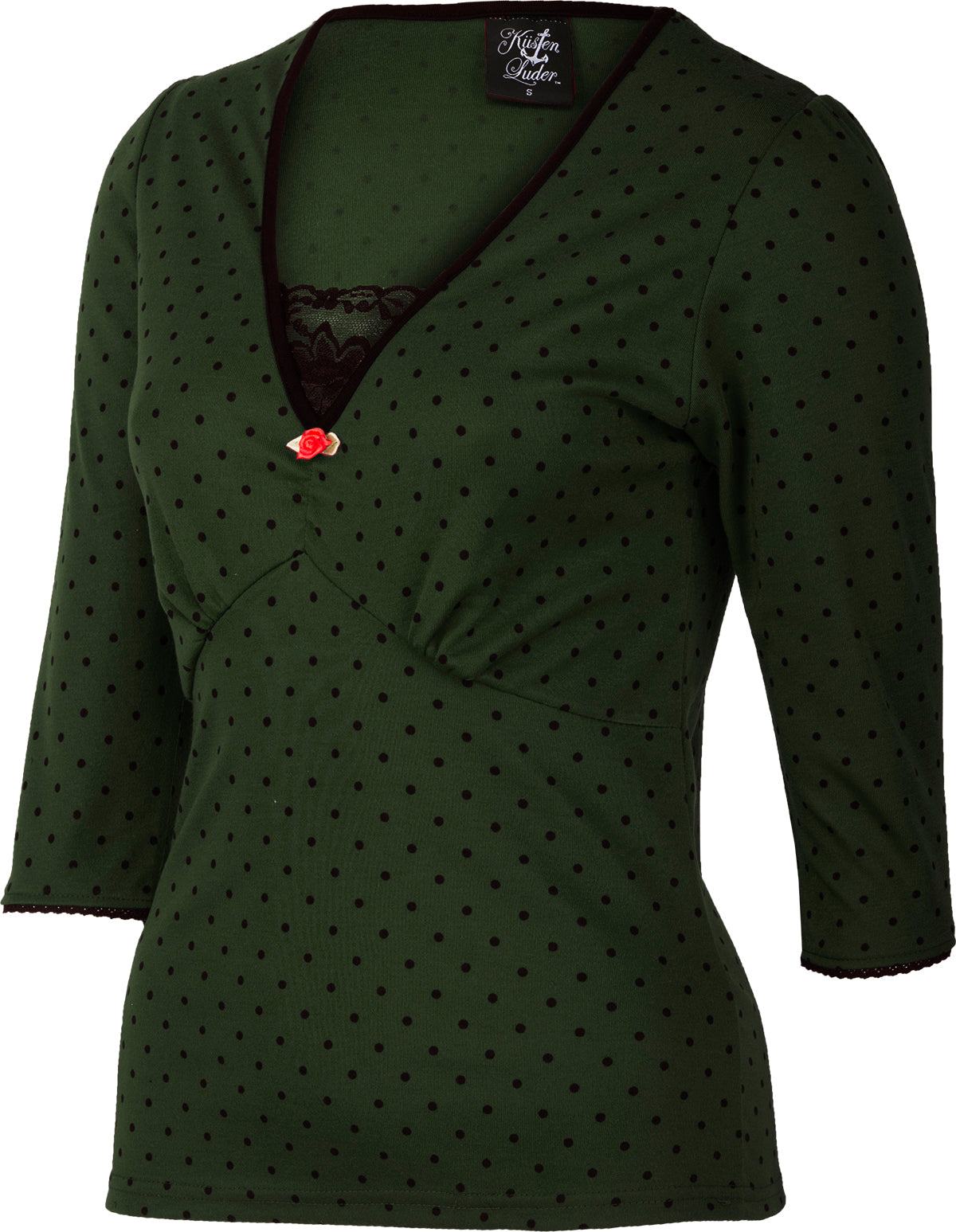 Kuestenluder_Labieba_50s_Polka_Dot_PUNKTE_Lace_34_Arm_SHIRT_Oberteil_-_Olivgruen_02FtOYI9IXYYwop