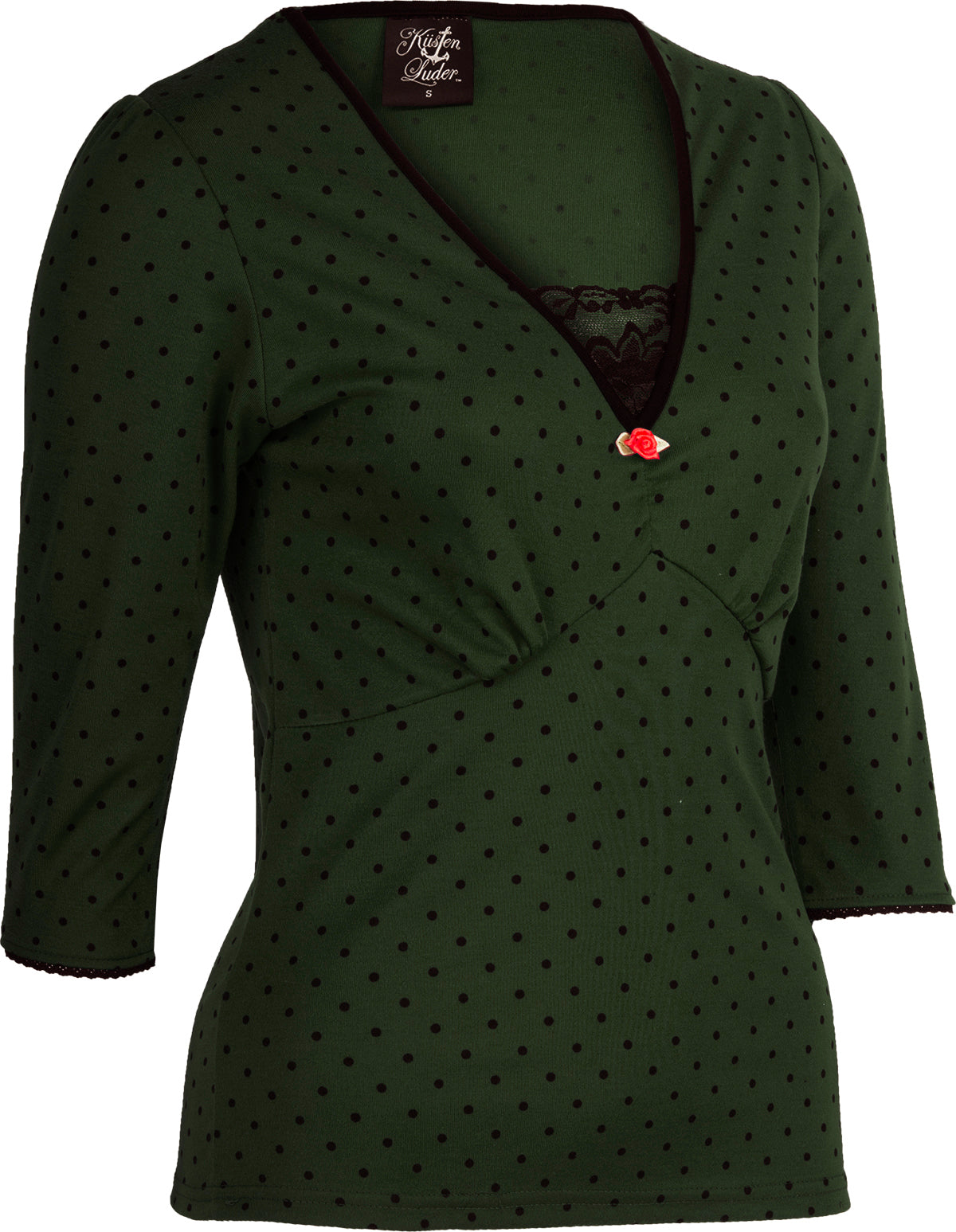 Kuestenluder_Labieba_50s_Polka_Dot_PUNKTE_Lace_34_Arm_SHIRT_Oberteil_-_Olivgruen_03wDyNitAaMMaV2