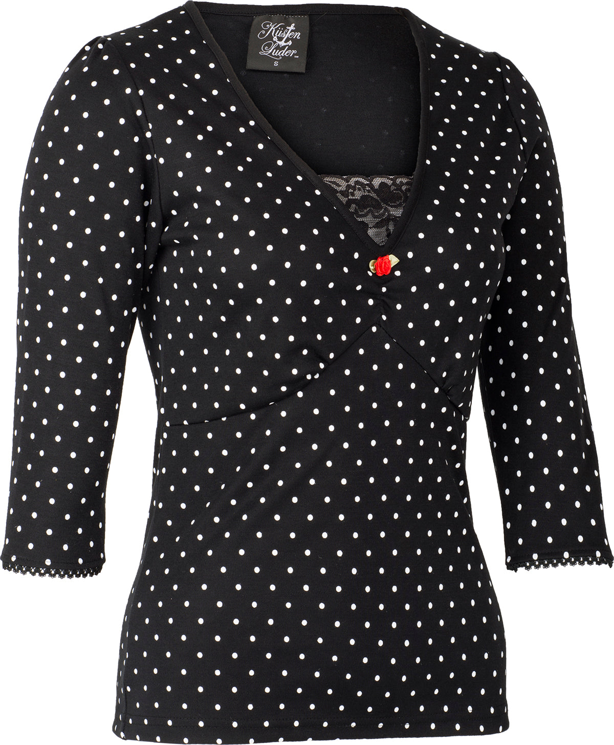 Kuestenluder_Labieba_50s_Polka_Dot_PUNKTE_Lace_34_Arm_SHIRT_Oberteil_-_Schwarz_01nvce7BxAgUuxr