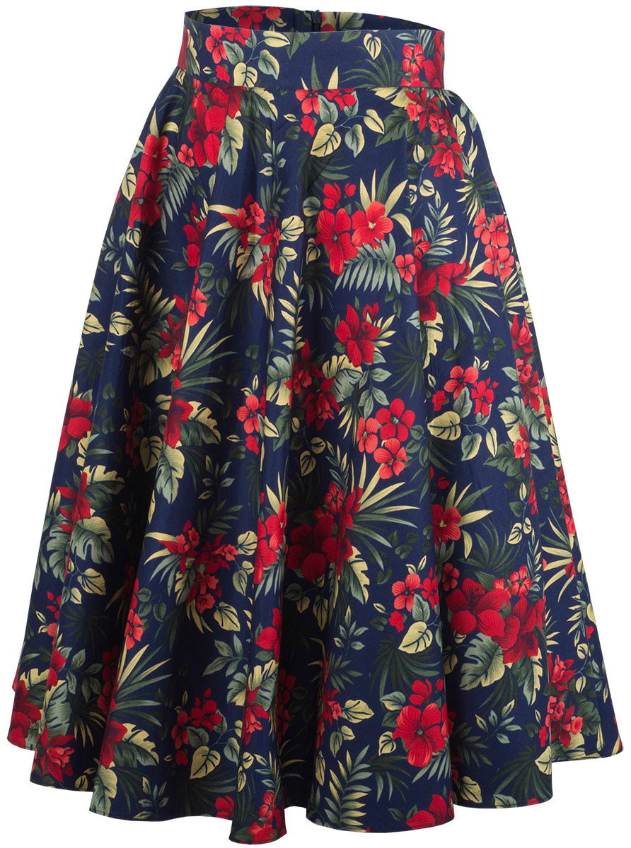 Kuestenluder_MAARTJE_Tropical_HIBISKUS_Orchidee_FLORAL_Skirt_SWING_ROCK_Blau-23ao7ZEn4Tf1pO