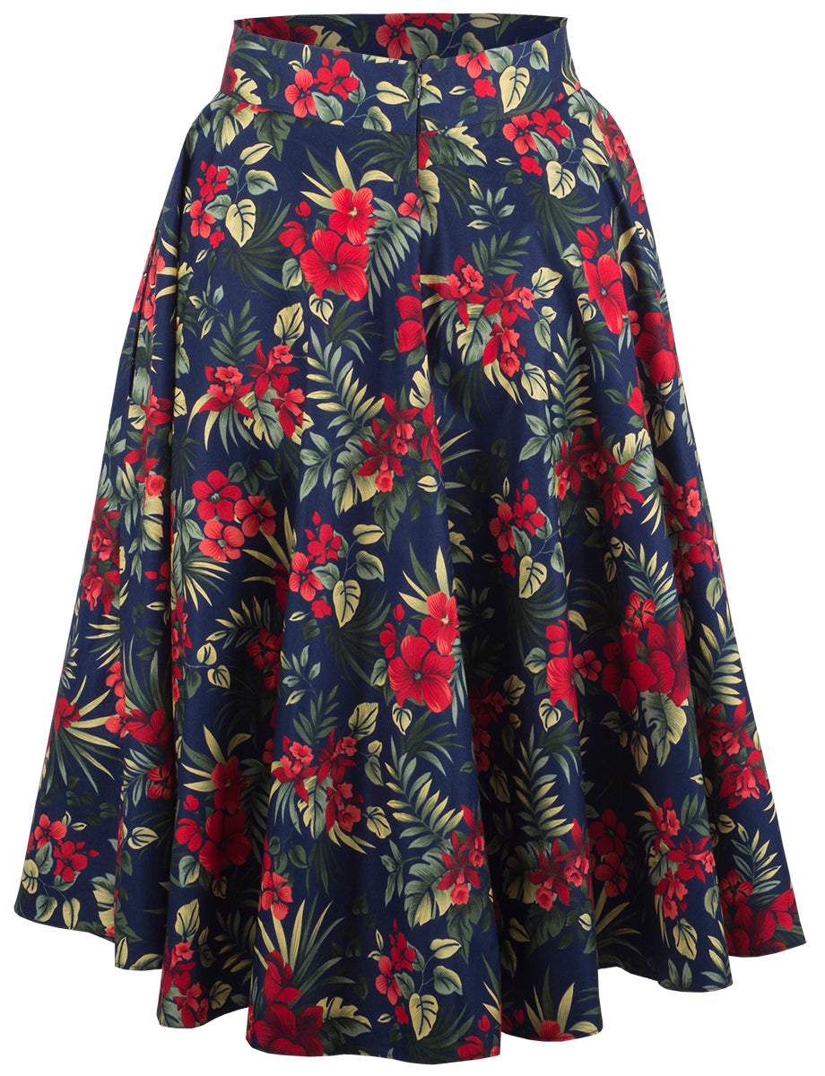 Kuestenluder_MAARTJE_Tropical_HIBISKUS_Orchidee_FLORAL_Skirt_SWING_ROCK_Blau-3quLHHNXp38pyz