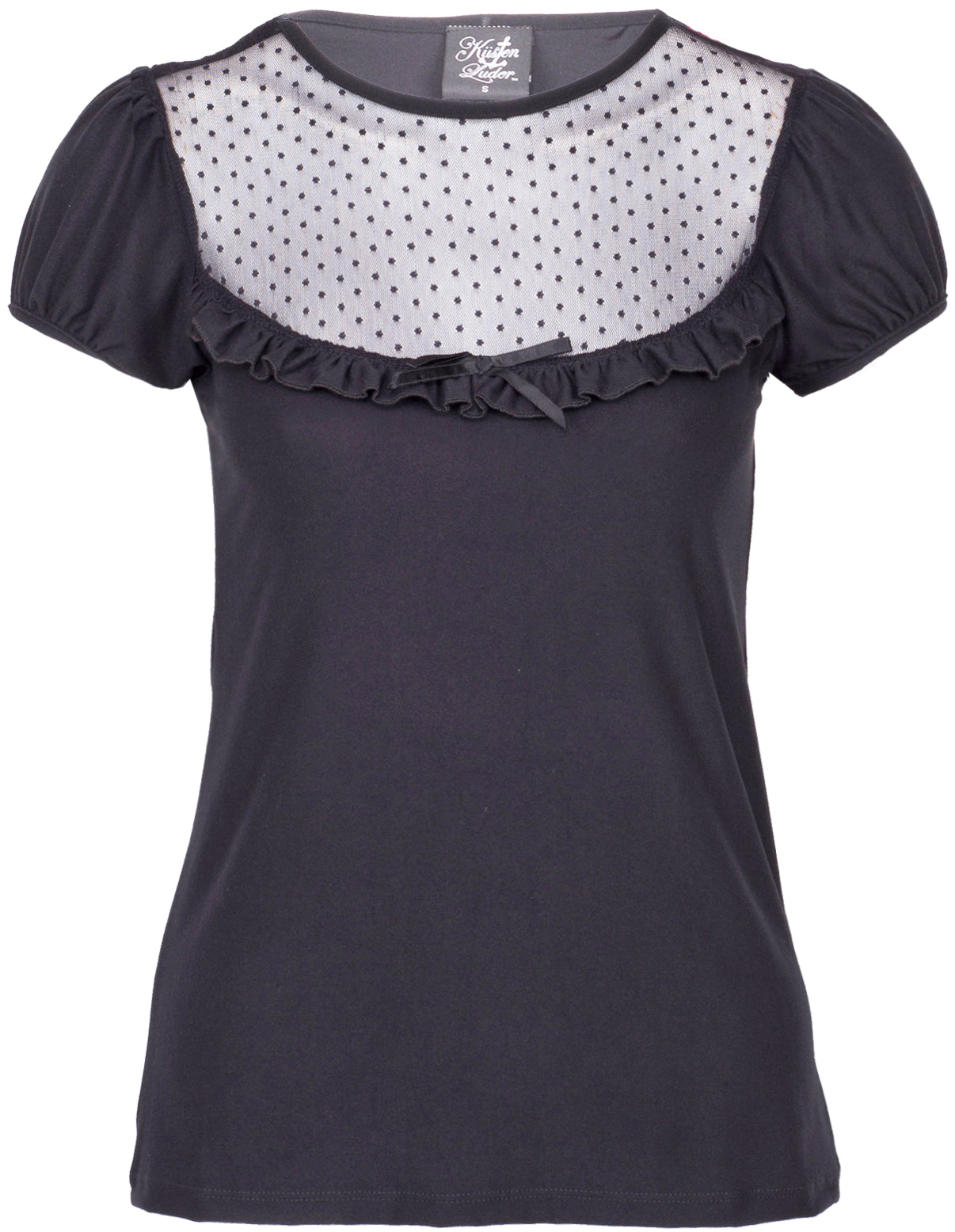 Kuestenluder_MAEVE_Nostalgic_Polka_Dots_TULLE_Vintage_Ruffle_SHIRT_-_SchwarzBTgJMQQX4f3bF