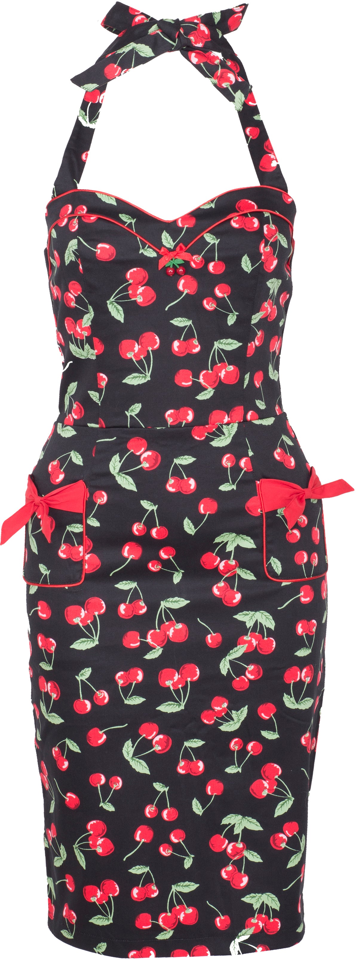 Kuestenluder_MAGDA_Cherry_Kirschen_Pin_Up_Neckholder_PENCIL_DRESS_Kleid