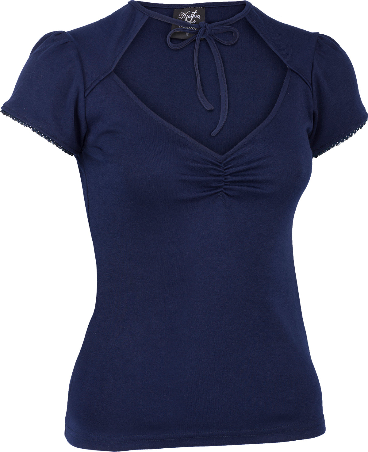 Kuestenluder_MAJELLE_Vintage_CUT-OUT_Bow_Kurzarm_SHIRT_Oberteil_Navy-3
