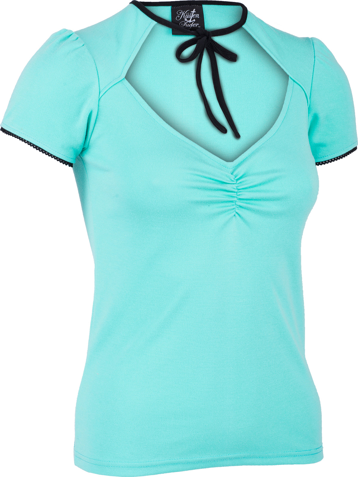 Kuestenluder_MAJELLE_Vintage_CUT-OUT_Plain_Kurzarm_SHIRT_Oberteil_Mint-3