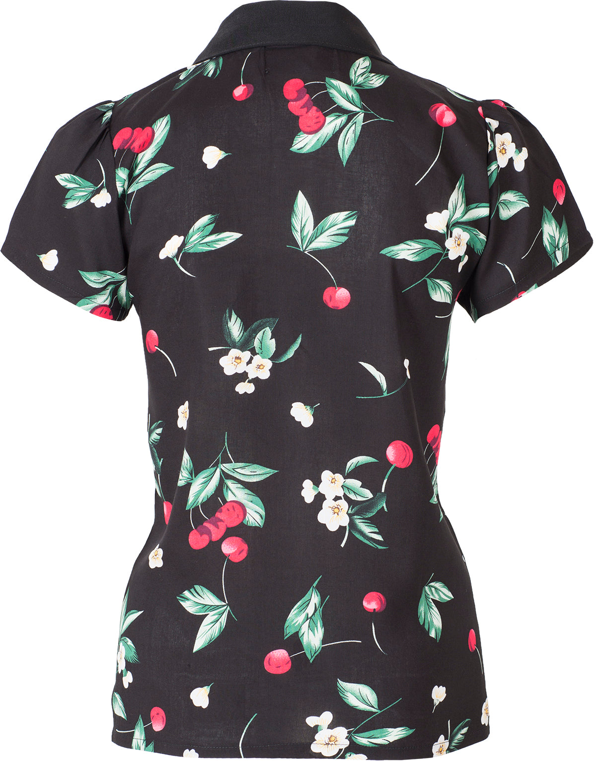 Kuestenluder_MALVINA_Vintage_CHERRY_Kirschen_V-Neck_BLUSE_Schwarz-3