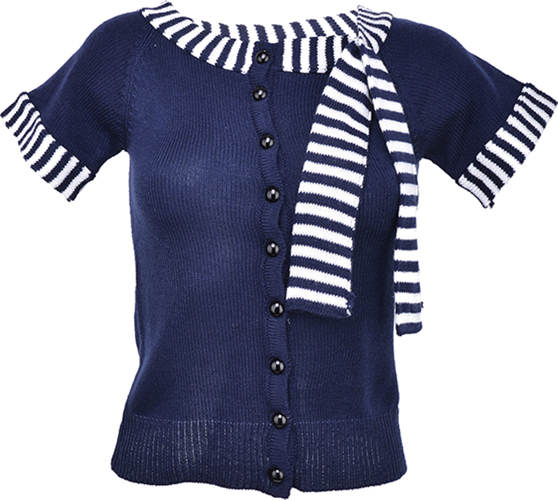 Kuestenluder_MARGERY_Sailor_Retro_Kurzarm_CARDIGAN_-_Dark_Blue