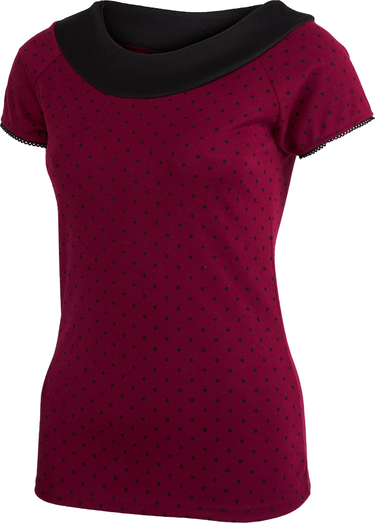 Kuestenluder_MARITH_Polka_Dot_Vintage_Kurzarm_SHIRT_Oberteil_Bordeaux-2