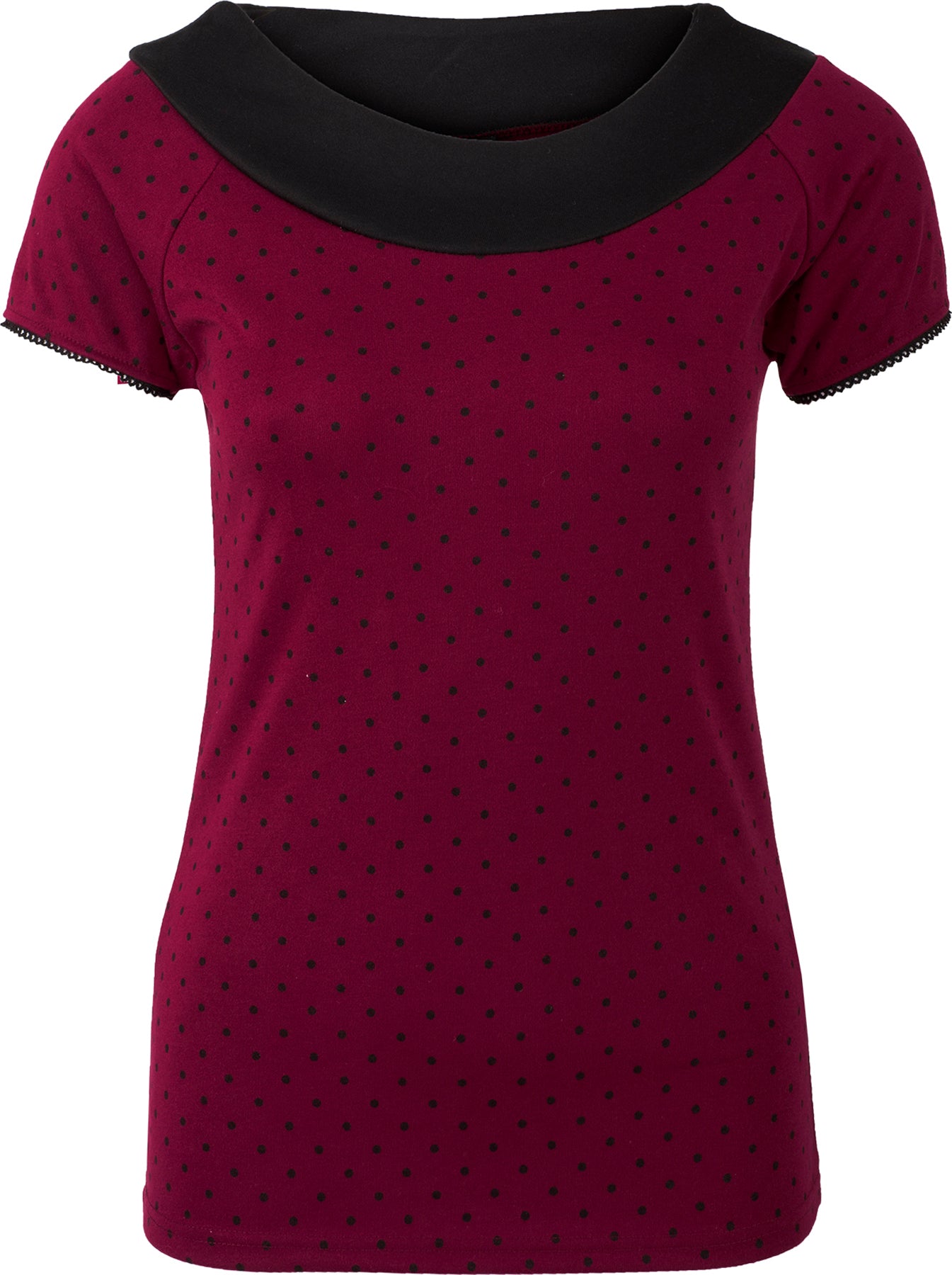 Kuestenluder_MARITH_Polka_Dot_Vintage_Kurzarm_SHIRT_Oberteil_Bordeaux_killer_kirscheJK2cNP6fjIntv