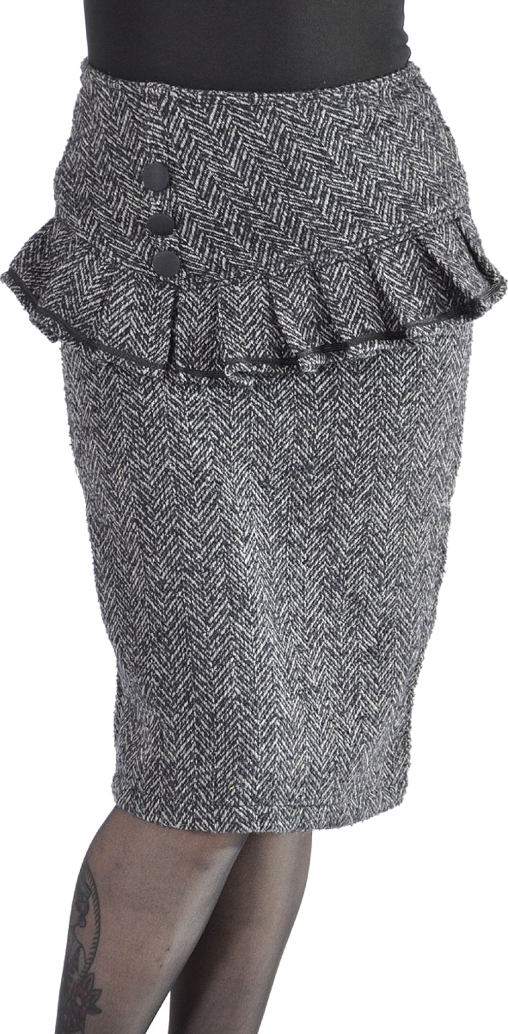 Kuestenluder_MAUDE_Pin_Up_CHEVRON_50s_RUFFLE_Pencil_Skirt_Rock_-_Fischgraetenmuster