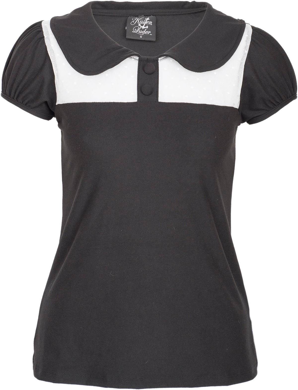 Kuestenluder_MAUDIE_2-Tone_Vintage_Tulle_DOTS_Bubikragen_SHIRT_schwarzpIxDTHC9y6M7P