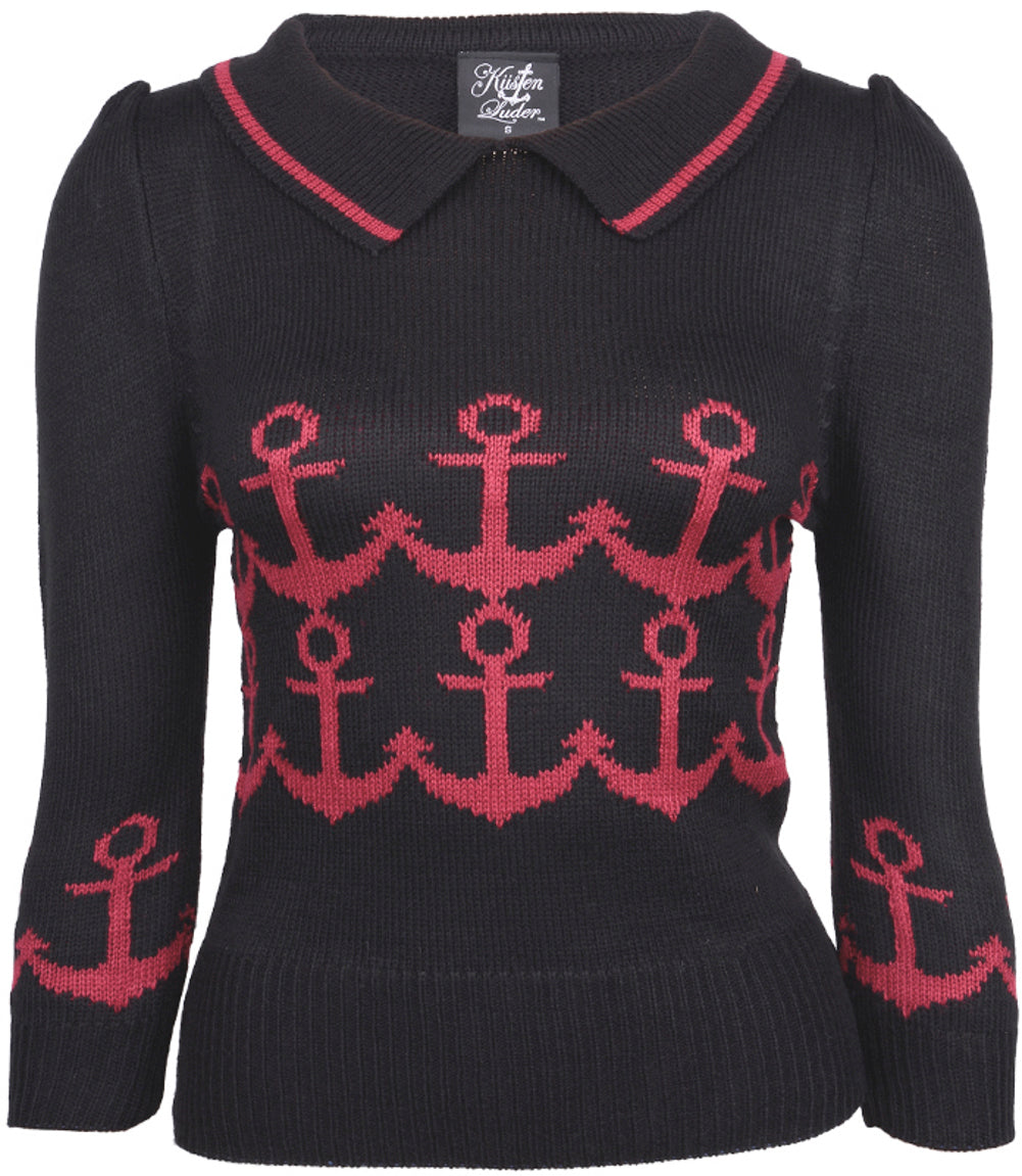 Kuestenluder_MAXIE_50s_ANCHOR_Anker_Sailor_Bubikragen_Pullover_PULLI_-_SchwarzRotMTurjQz0KztPa