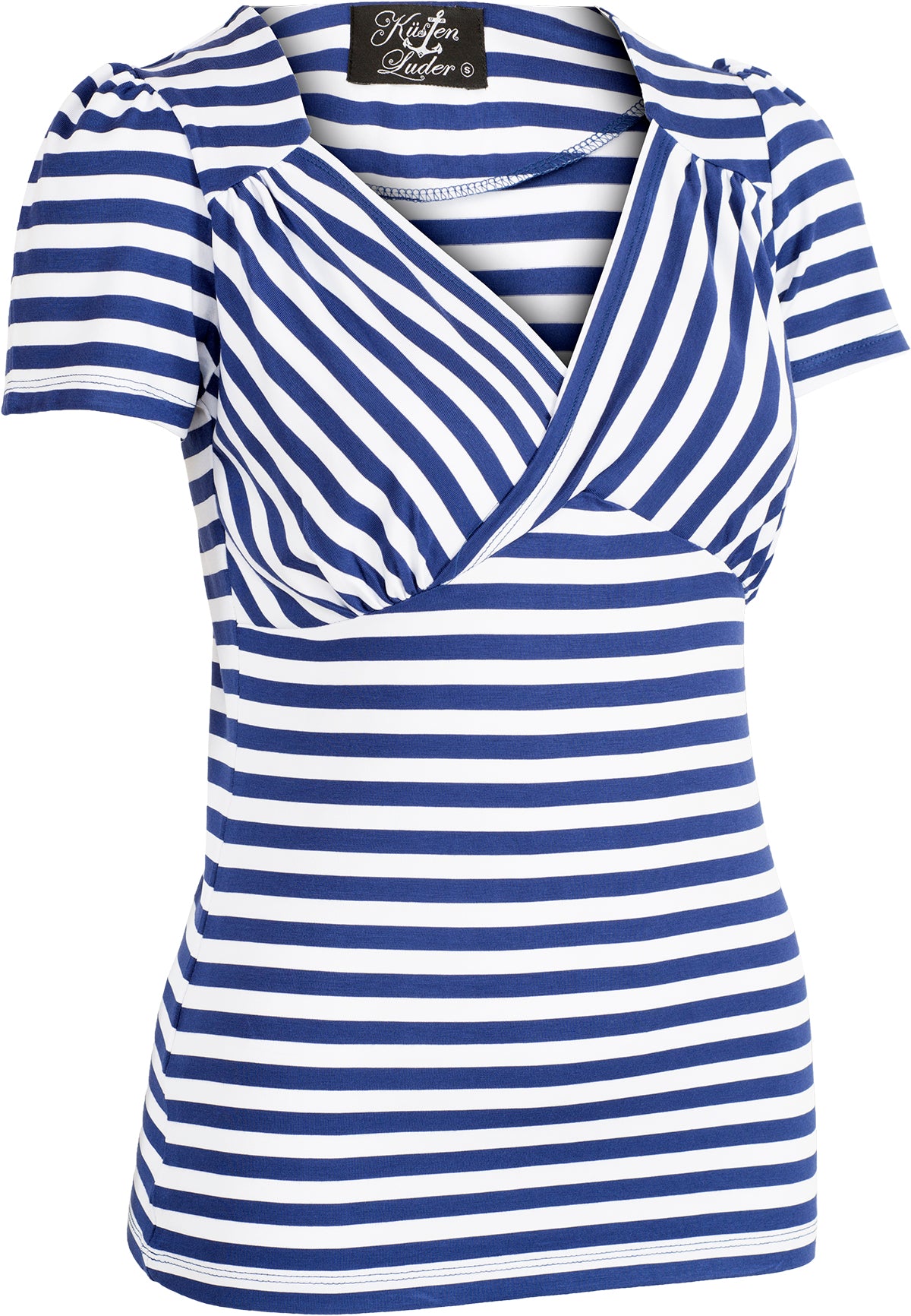 Kuestenluder_MEELAH_Streifen_STRIPED_V-Neck_Kurzarm_SHIRT_Blau-3nB7i3bIrk3cQ7