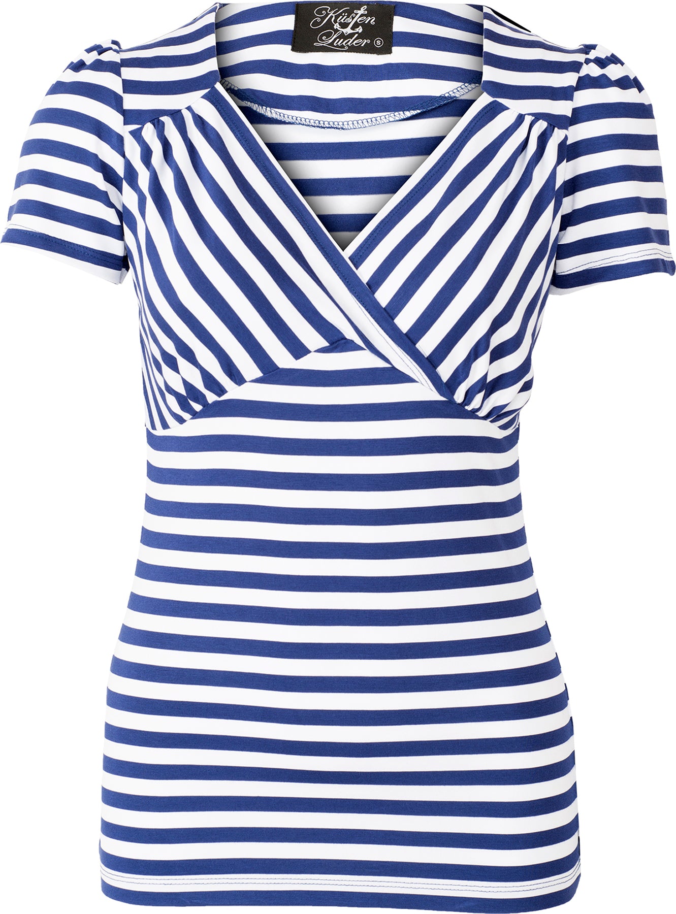 Kuestenluder_MEELAH_Streifen_STRIPED_V-Neck_Kurzarm_SHIRT_Blau_killer_kirscheD2ZnMyW5wPAm0