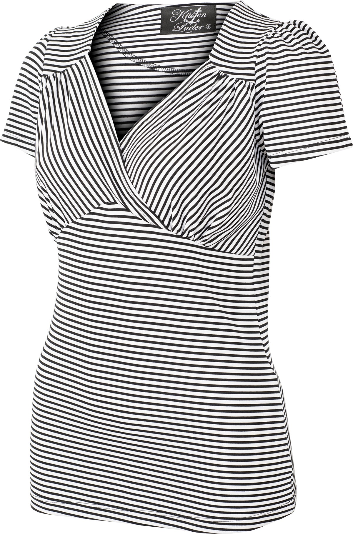 Kuestenluder_MEELAH_Vintage_FINE_STRIPE_Streifen_V-Neck_Kurzarm_SHIRT-2O3z5joOAGleCw