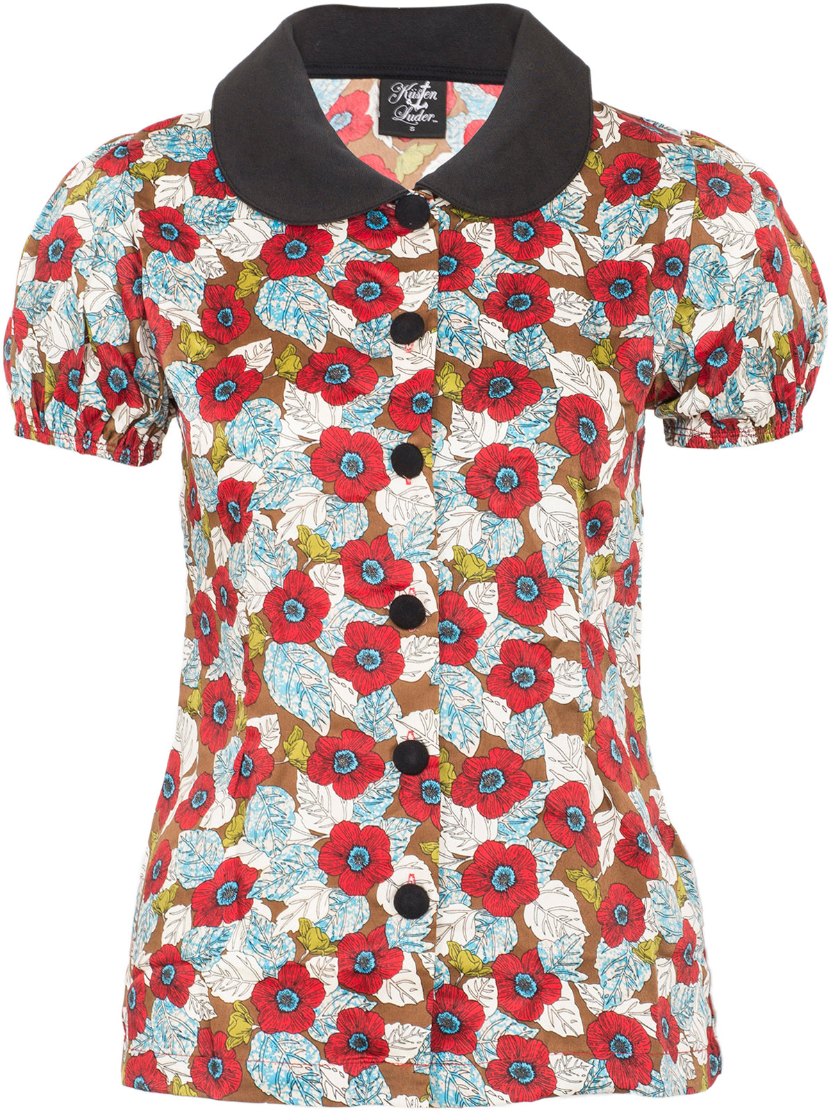 Kuestenluder_MELINA_Flower_BLUMEN_Bubikragen_Vintage_50s_BLUSE_Oberteil_killer_kirsche