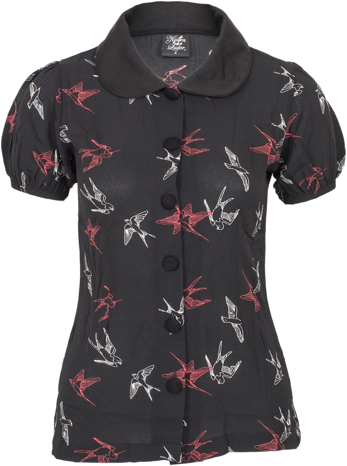 Kuestenluder_MELINA_Swallow_SCHWALBEN_Bubikragen_Kurzarm_BLUSE_Oberteil-1