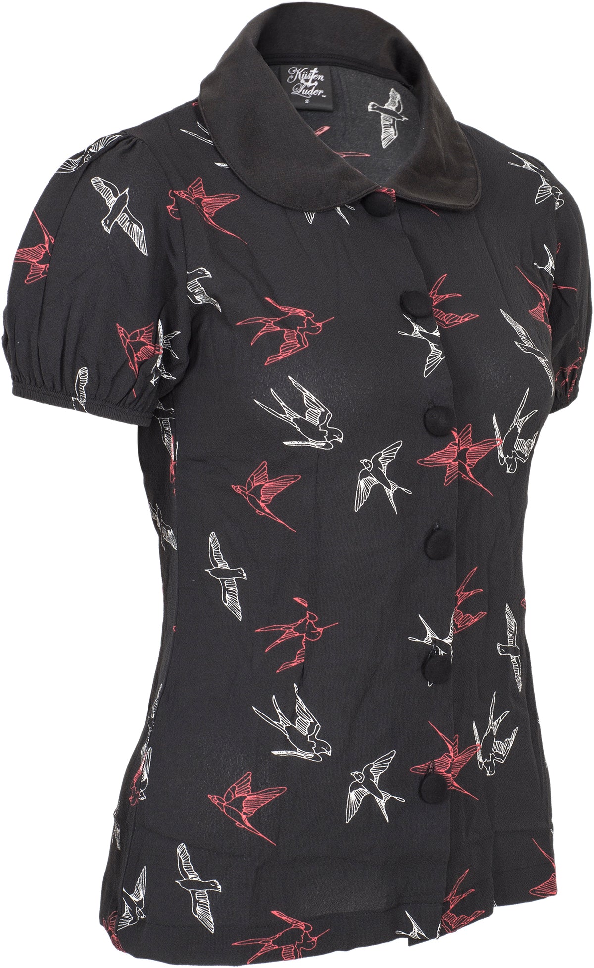 Kuestenluder_MELINA_Swallow_SCHWALBEN_Bubikragen_Kurzarm_BLUSE_Oberteil-2