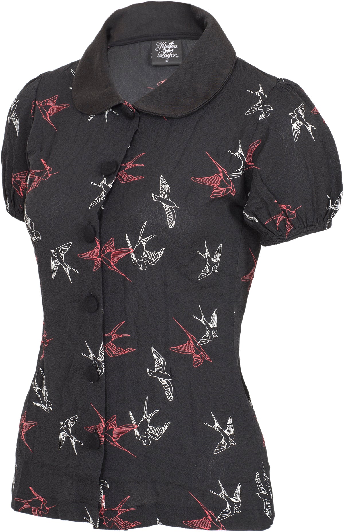 Kuestenluder_MELINA_Swallow_SCHWALBEN_Bubikragen_Kurzarm_BLUSE_Oberteil-3