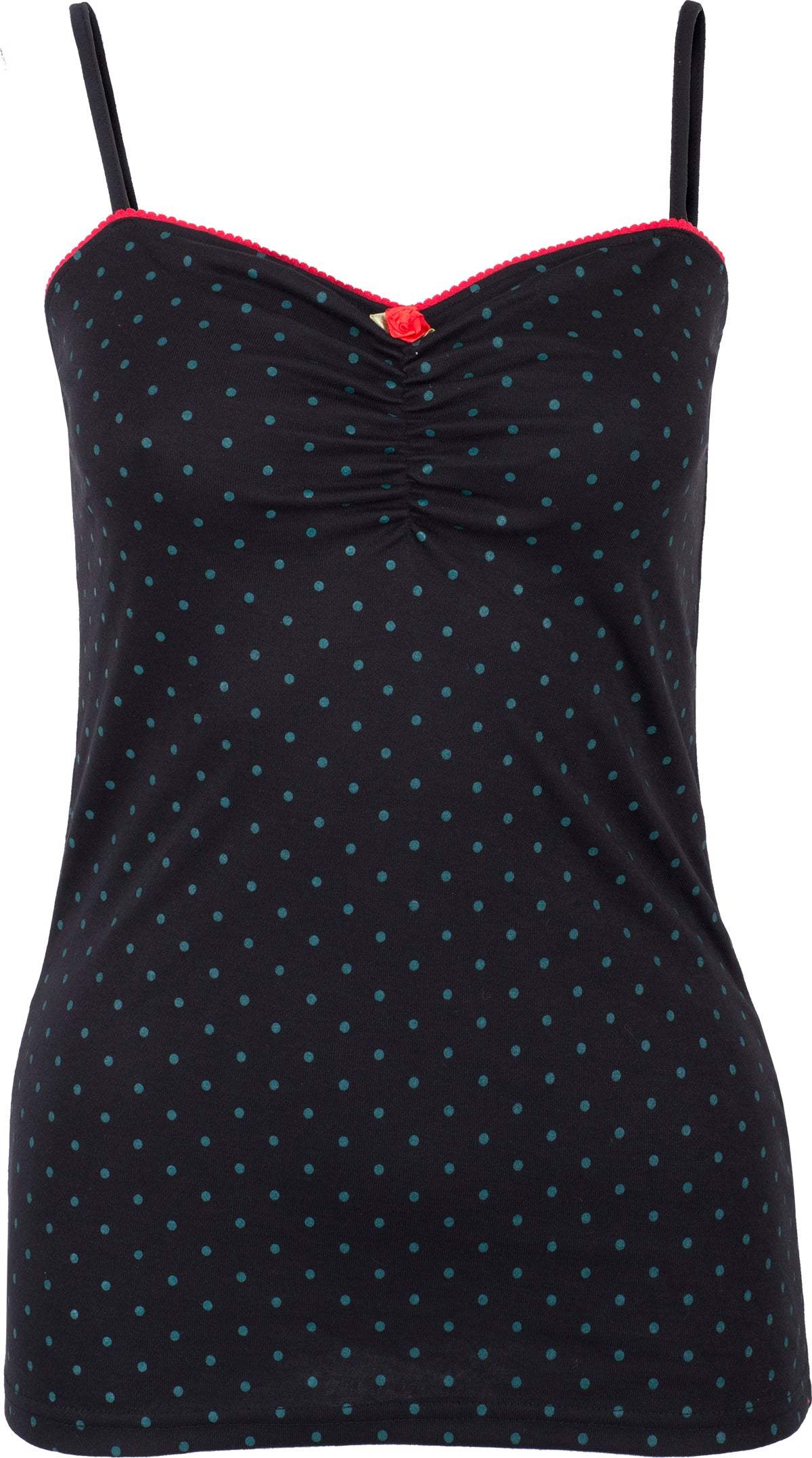 Kuestenluder_MINAH_Polka_Dot_PUNKTE_Spaghetti_TOP_Oberteil_Schwarz-Petrol-1nSoUIU8YJ0csa