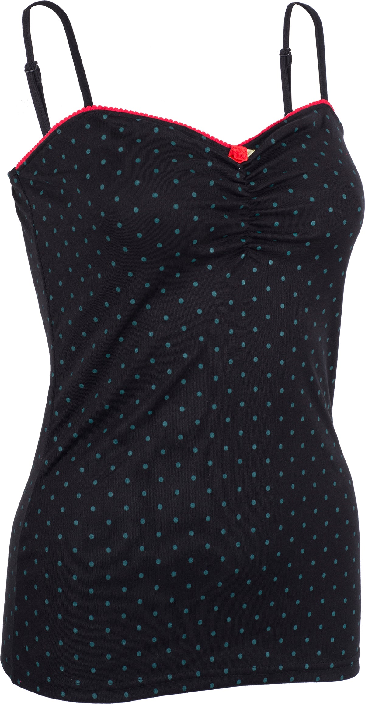 Kuestenluder_MINAH_Polka_Dot_PUNKTE_Spaghetti_TOP_Oberteil_Schwarz-Petrol-3jAxnB6ThKdOGX
