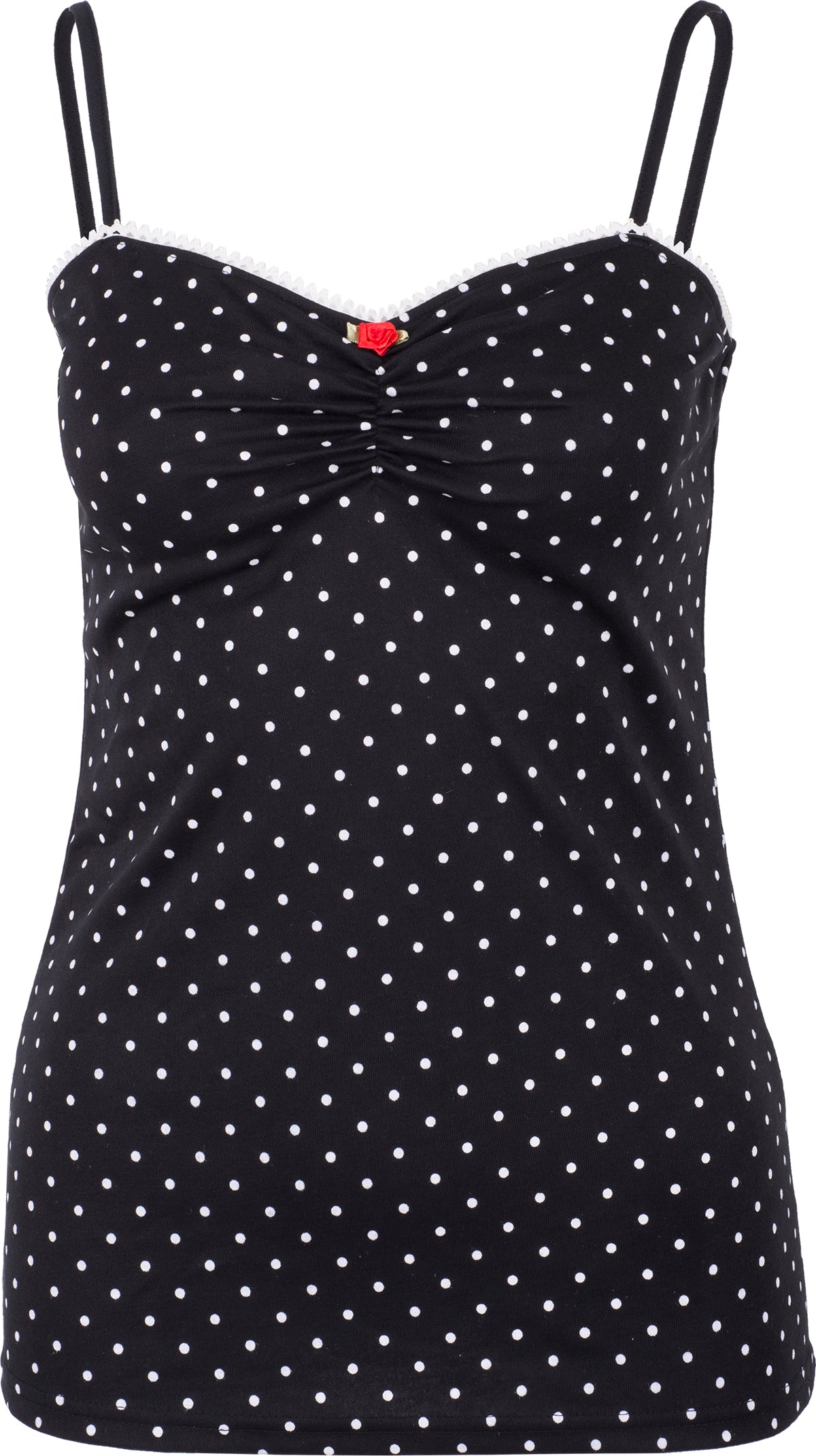 Kuestenluder_MINAH_Polka_Dot_PUNKTE_Spaghetti_TOP_Oberteil_Schwarz-Weiss-1