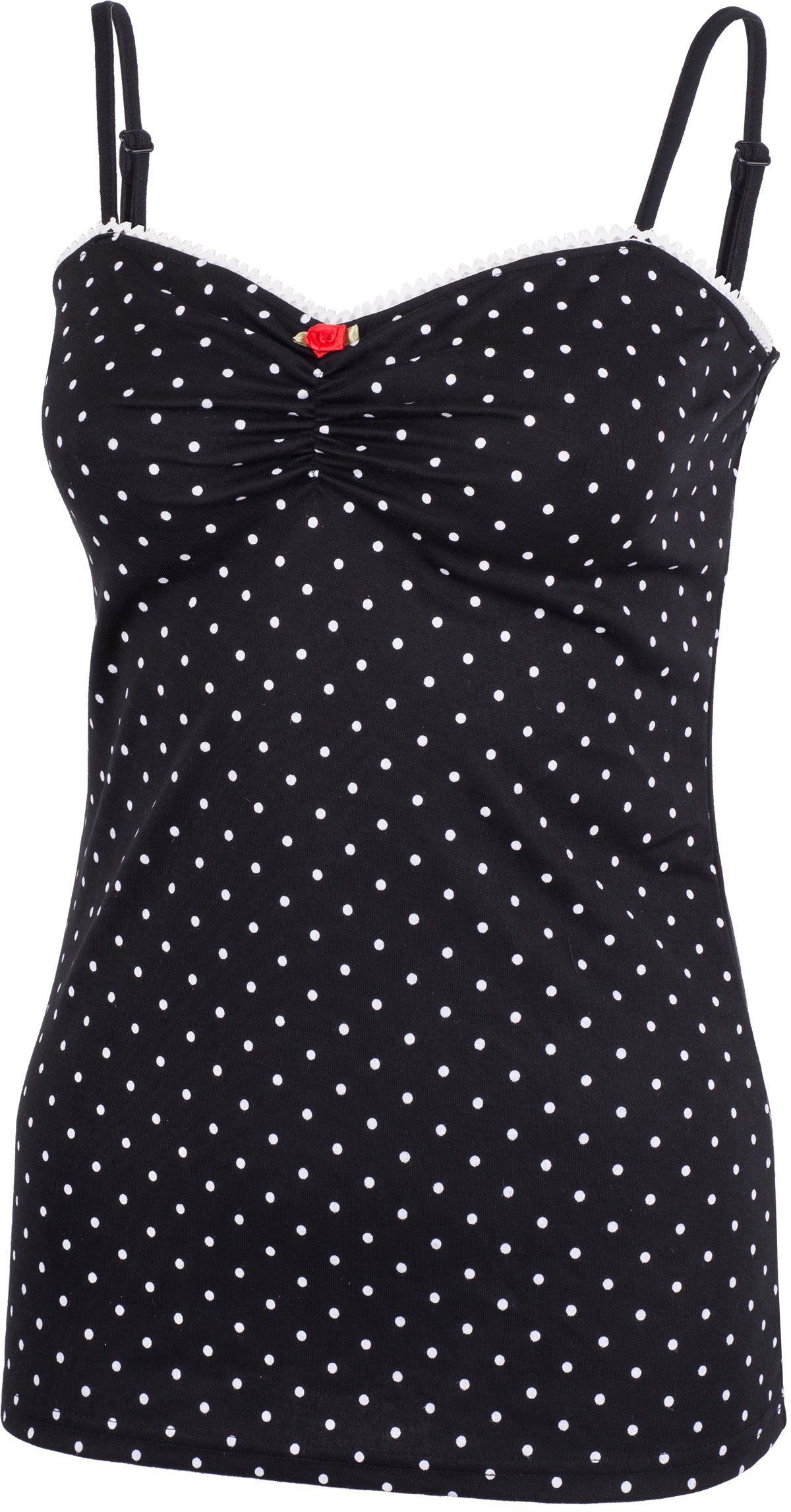 Kuestenluder_MINAH_Polka_Dot_PUNKTE_Spaghetti_TOP_Oberteil_Schwarz-Weiss-2