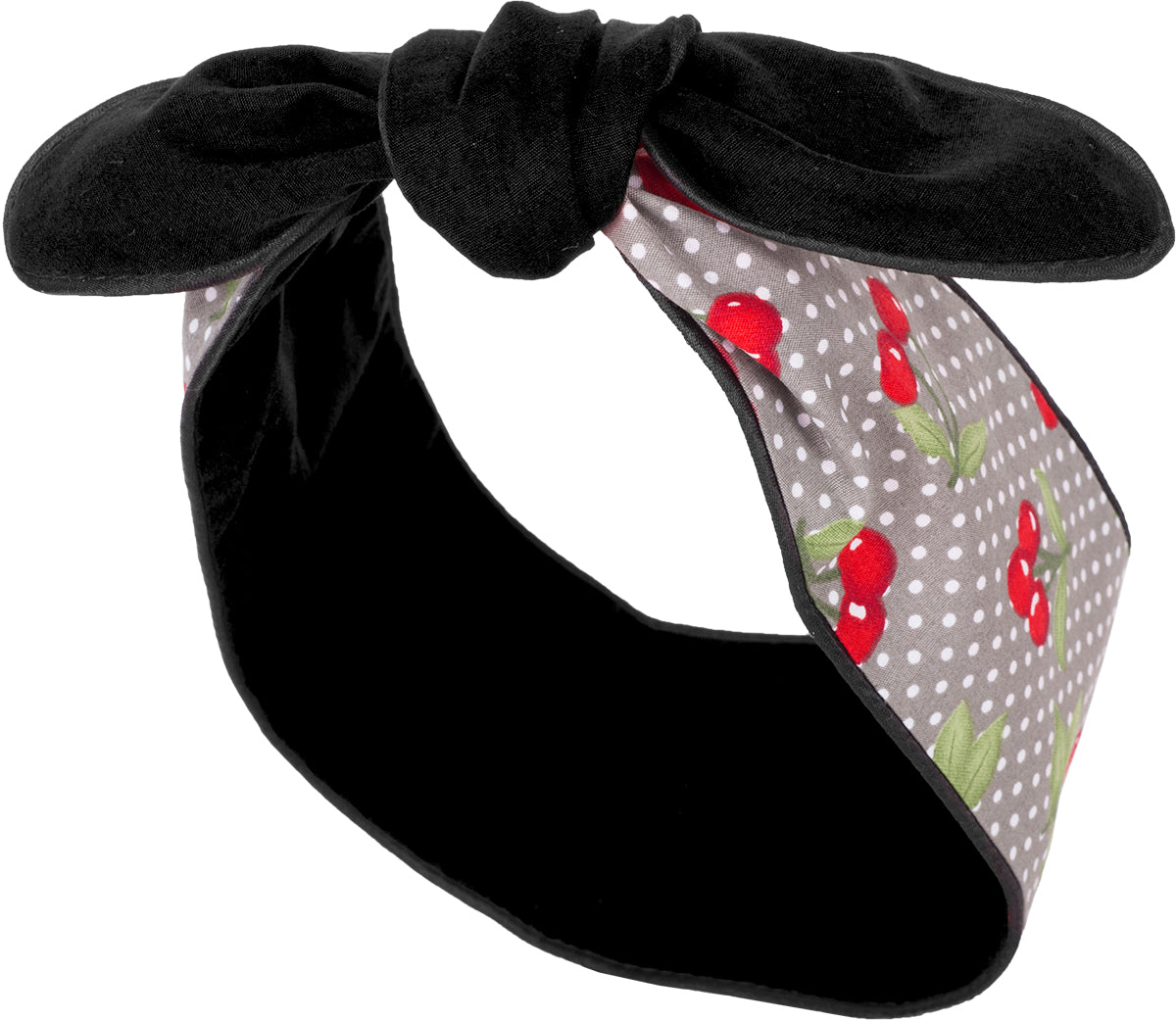 Kuestenluder_MIRENA_Polka_Dot_KIRSCHEN_Cherry_Paspel_HAARBAND_Grau-65f7da559584d2