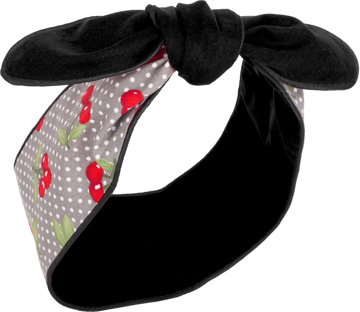 Kuestenluder_MIRENA_Polka_Dot_KIRSCHEN_Cherry_Paspel_HAARBAND_Grau-75f7da55a2891b