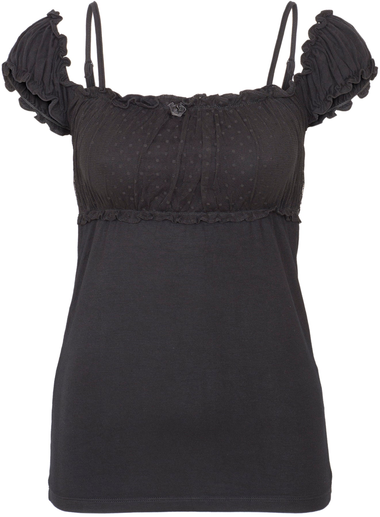 Kuestenluder_NAIMA_Vintage_MESH_Tulle_Lace_POLKA_DOT_Rose_Oberteil_SHIRT_Blk_killer_kirsche