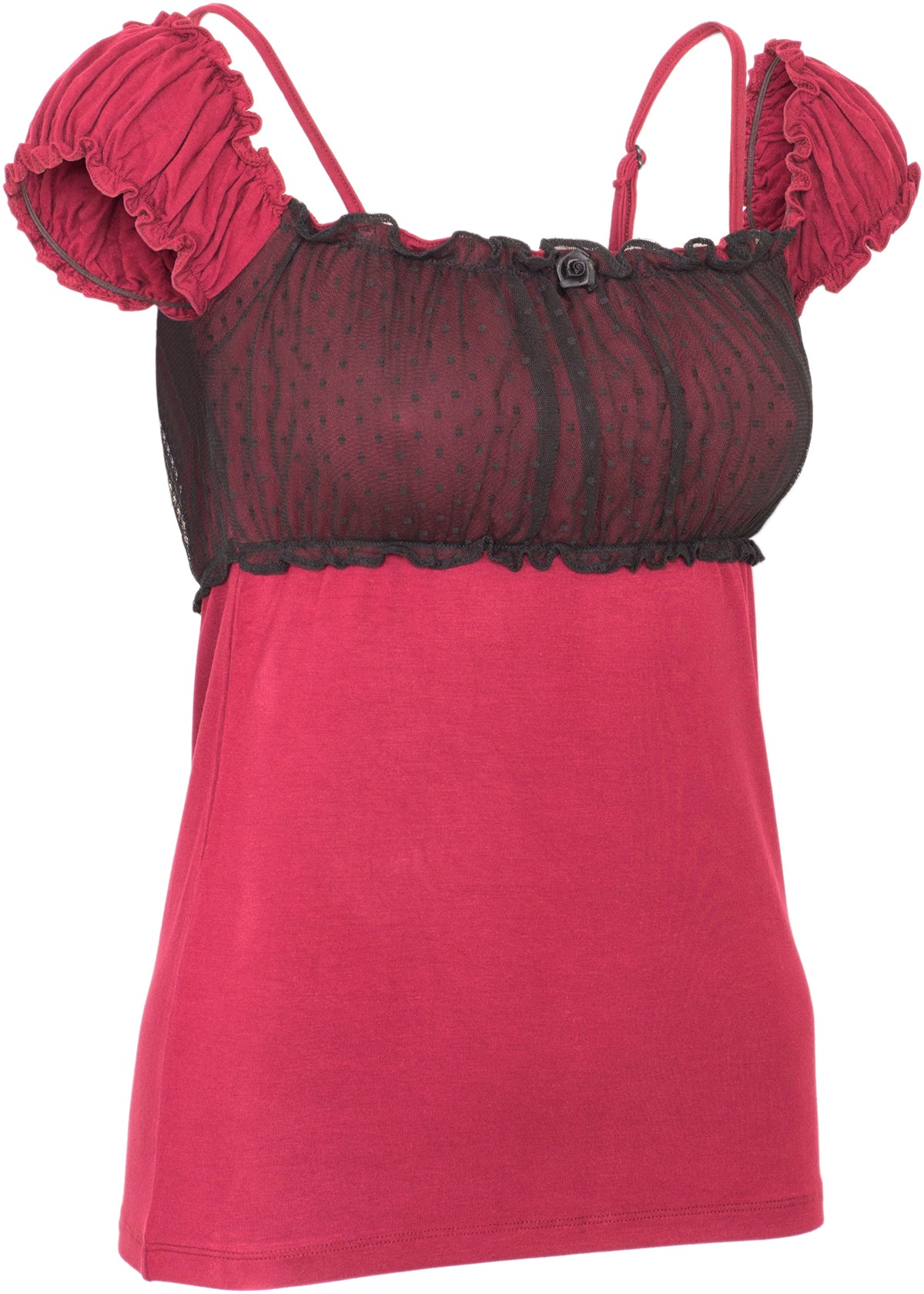 Kuestenluder_NAIMA_Vintage_MESH_Tulle_Lace_POLKA_DOT_Rose_Oberteil_SHIRT_Rot-2