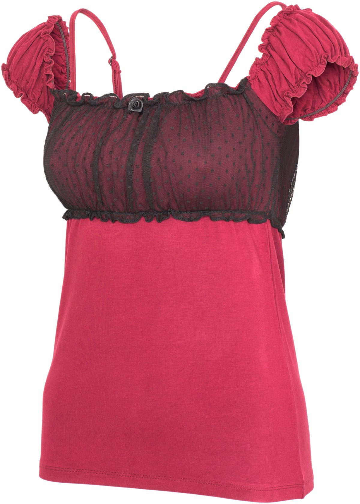 Kuestenluder_NAIMA_Vintage_MESH_Tulle_Lace_POLKA_DOT_Rose_Oberteil_SHIRT_Rot-3