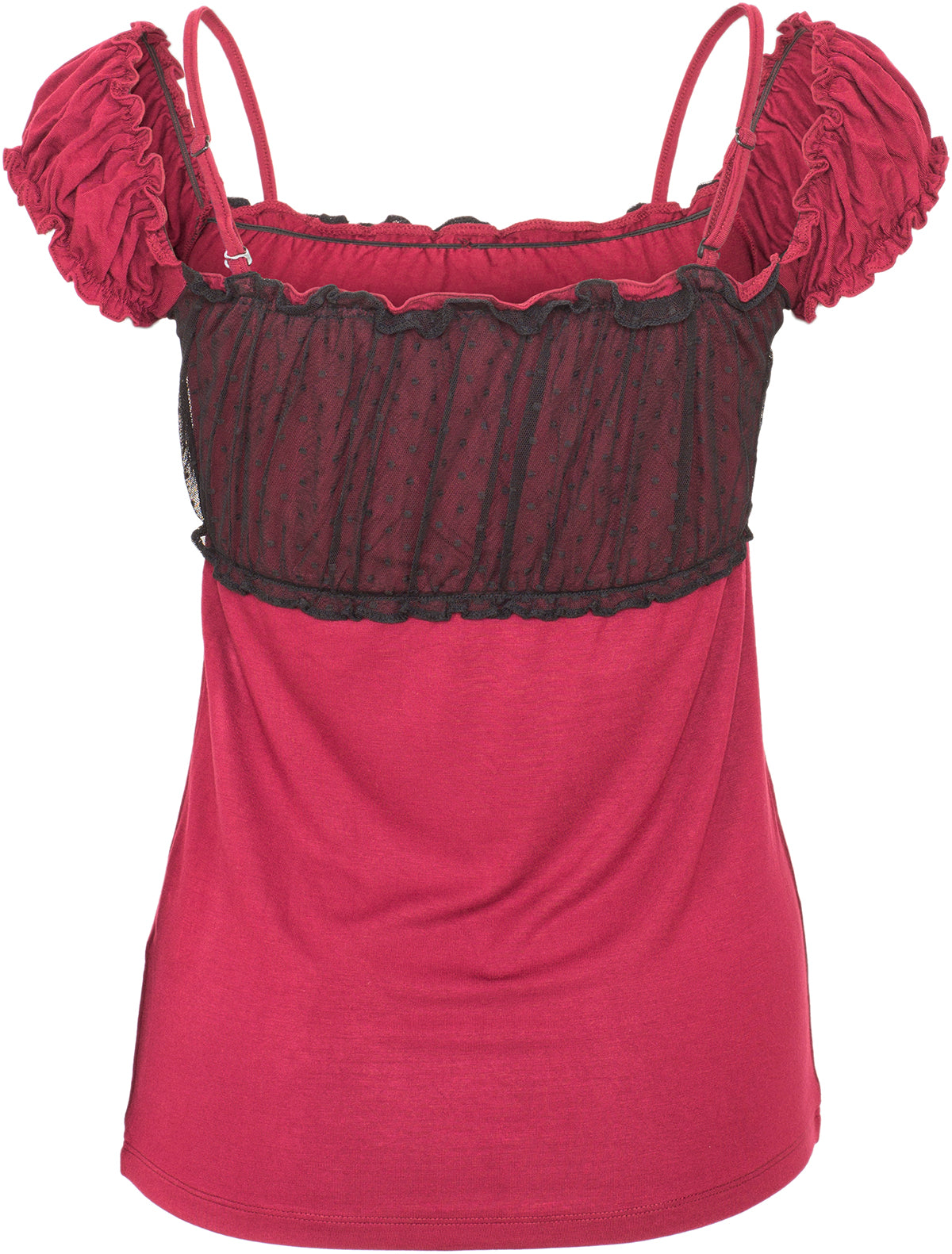 Kuestenluder_NAIMA_Vintage_MESH_Tulle_Lace_POLKA_DOT_Rose_Oberteil_SHIRT_Rot-4