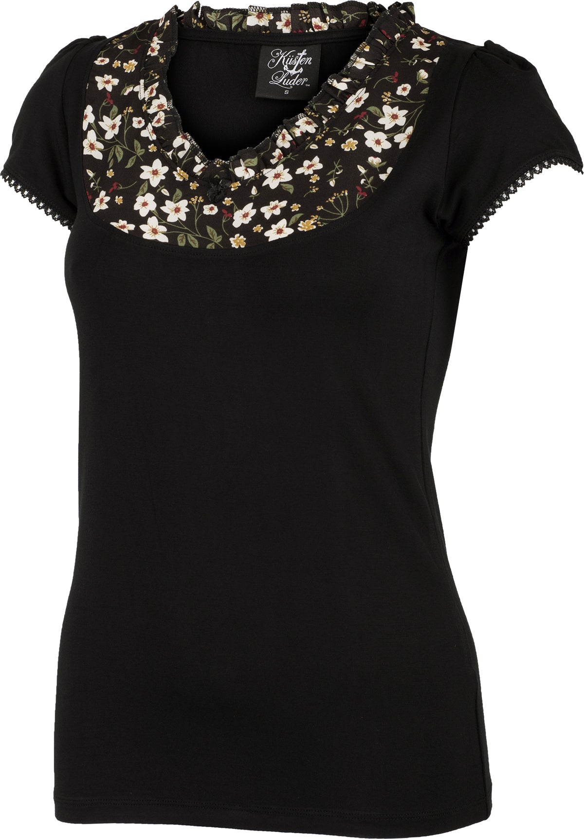 Kuestenluder_NAVIA_Vintage_FLORAL_Ruffle_Kurzarm_Oberteil_SHIRT_Schwarz-2sxEeyUGr2WCRZ
