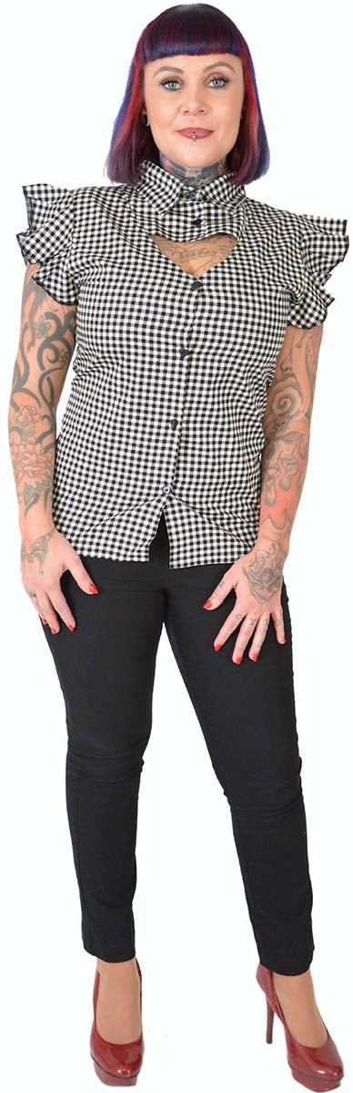 Kuestenluder_NAYMA_Vintage_PEPITA_Karo_CUT-OUT_Retro_BLUSE_Weiss-5