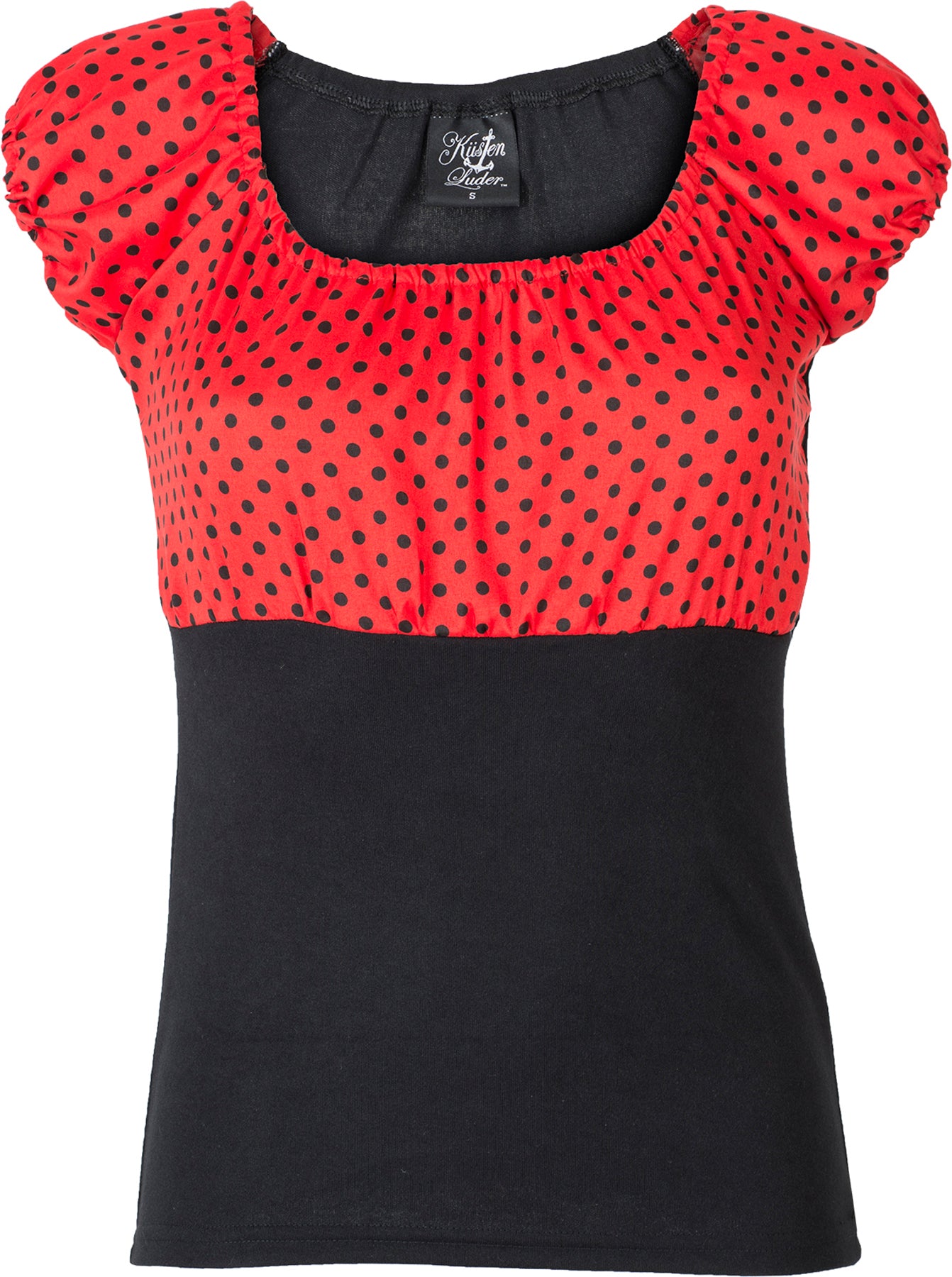 Kuestenluder_NEELY_50s_POLKA_DOT_Punkte_Vintage_PIN_UP_Bluse_SHIRT_killer_kirsche