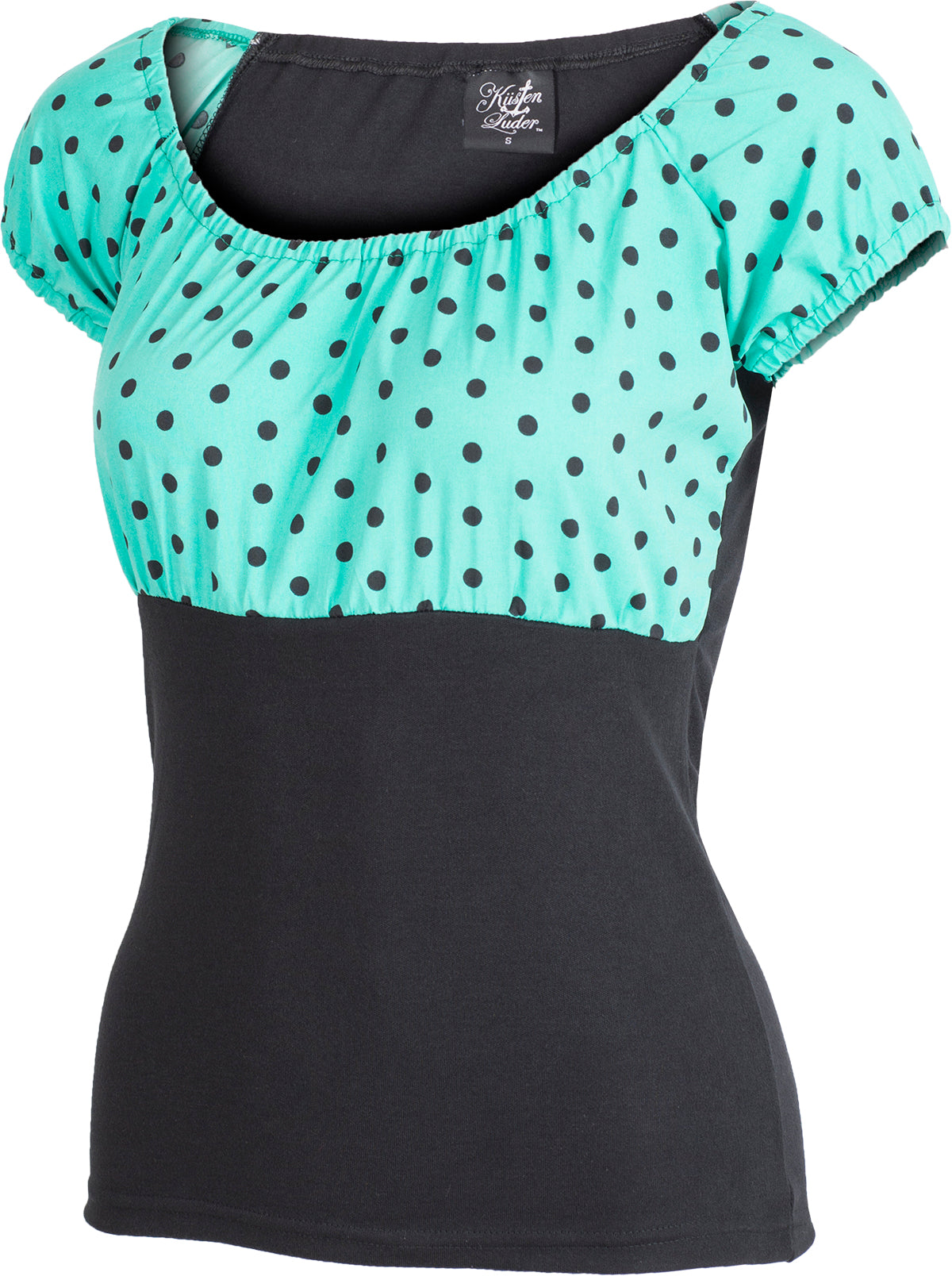 Kuestenluder_NEELY_50s_POLKA_DOT_Vintage_PIN_UP_Bluse_SHIRT_Tuerkis-2