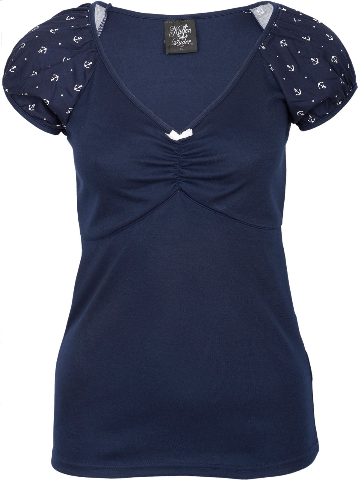 Kuestenluder_NELLY_Sailor_ANCHOR_Stars_Anker_Sleeve_Nautical_V-Neck_SHIRT_killer_kirsche
