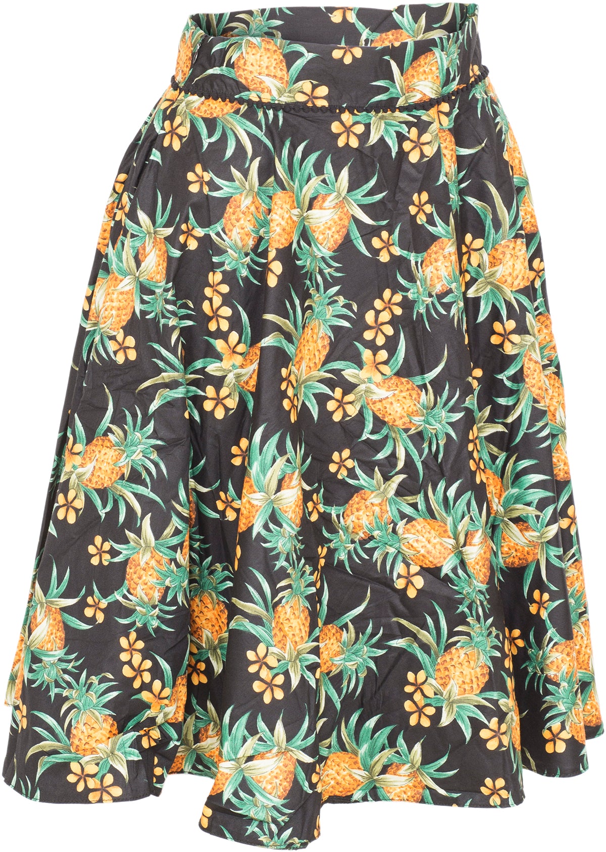 Kuestenluder_NEVAEH_Tropical_ANANAS_Frangipani_BLUMEN_Swing_Skirt_ROCK_Blk-2_-2fT26zrgUlJP8O