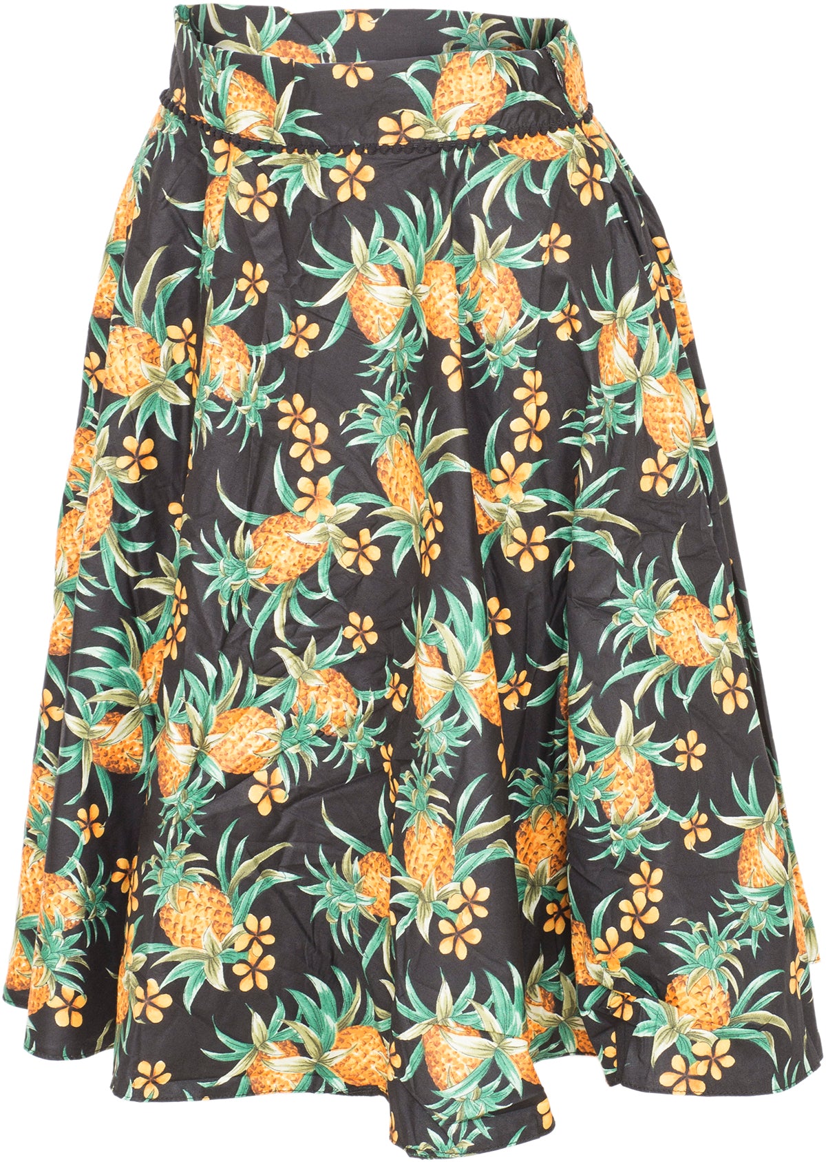 Kuestenluder_NEVAEH_Tropical_ANANAS_Frangipani_BLUMEN_Swing_Skirt_ROCK_Blk-4xOUbd5cAf3g3w