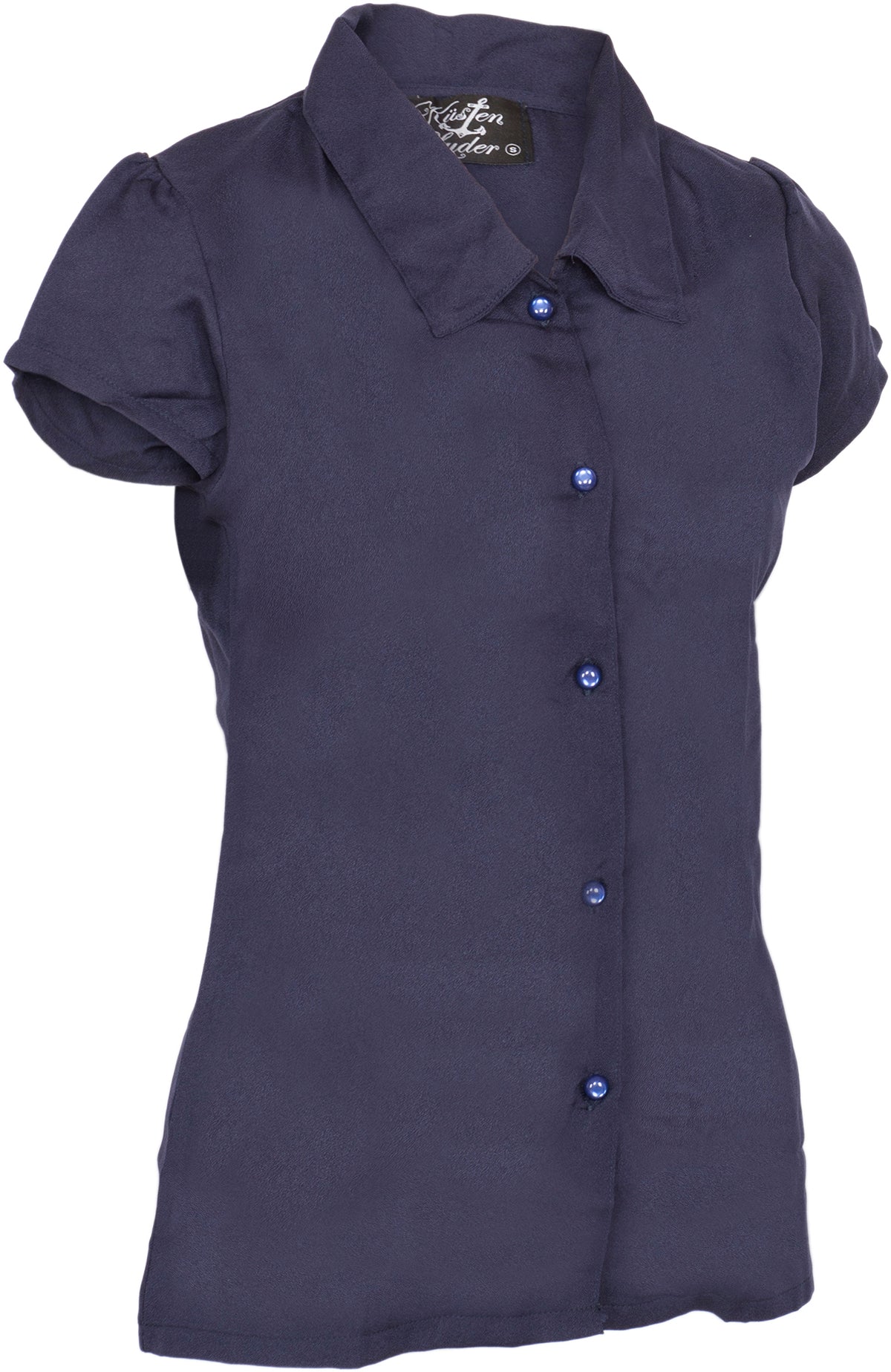 Kuestenluder_NOELY_Vintage_BASIC_Retro_50s_Kurzarm_BLUSE_Shirt_-_Navy-2