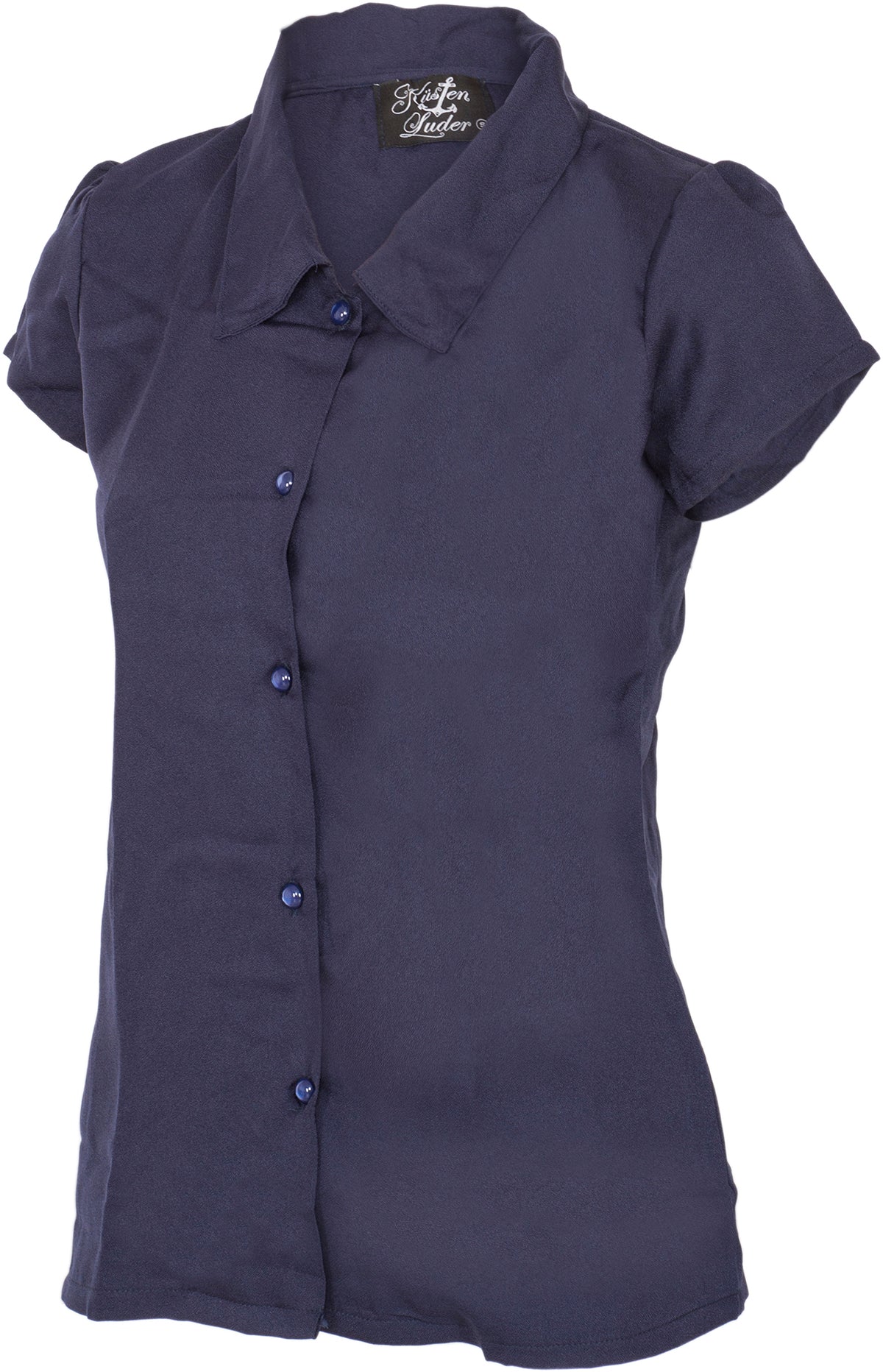 Kuestenluder_NOELY_Vintage_BASIC_Retro_50s_Kurzarm_BLUSE_Shirt_-_Navy-3