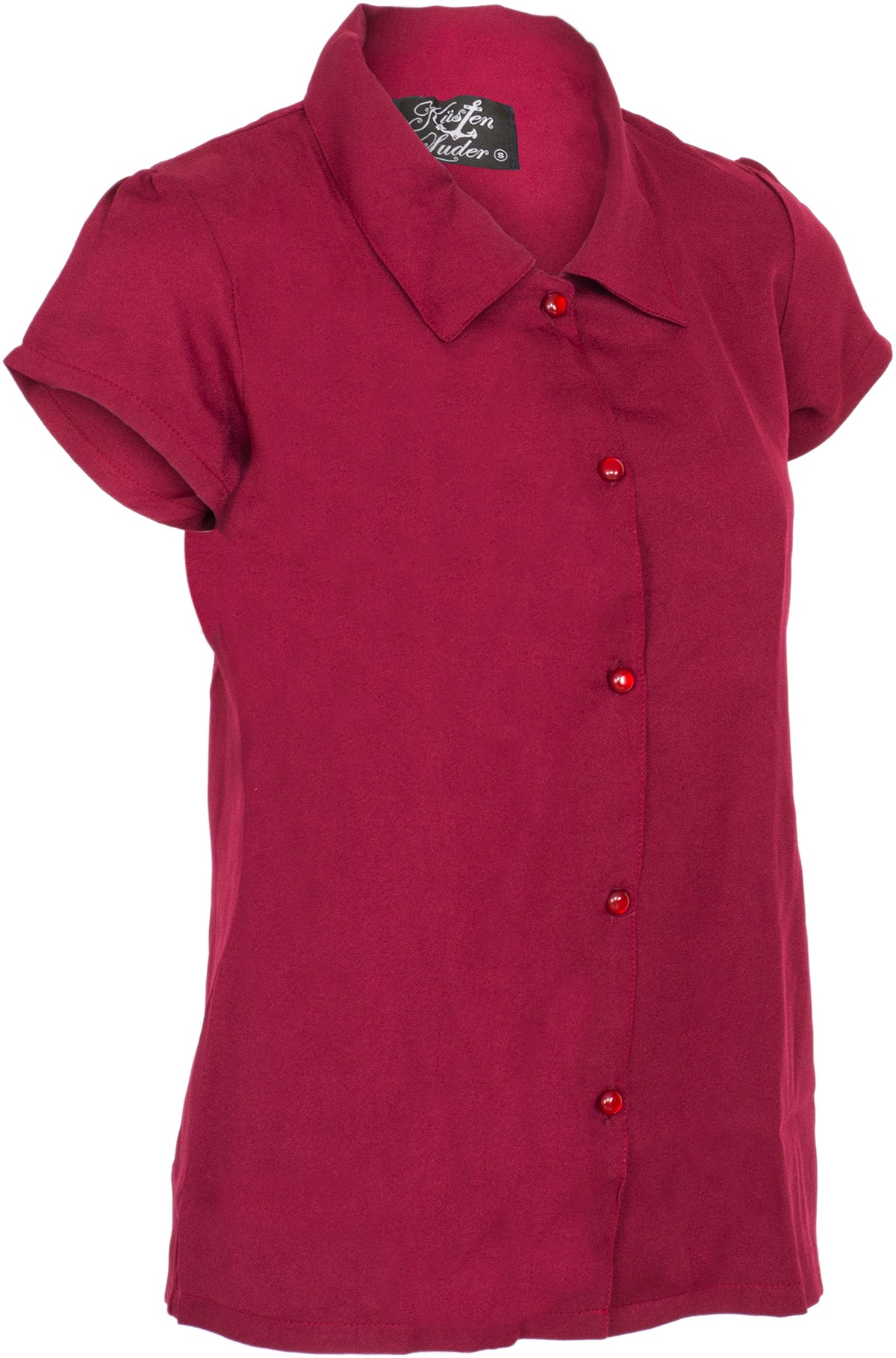 Kuestenluder_NOELY_Vintage_BASIC_Retro_50s_Kurzarm_BLUSE_Shirt_-_Weinrot-2