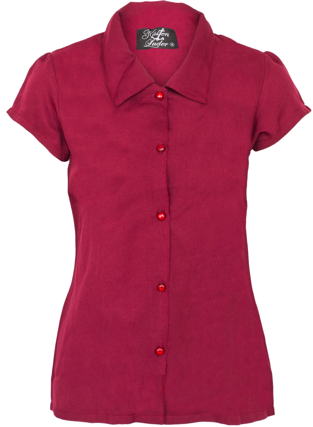 Kuestenluder_NOELY_Vintage_BASIC_Retro_50s_Kurzarm_BLUSE_Shirt_-_Weinrot_killer_kirsche