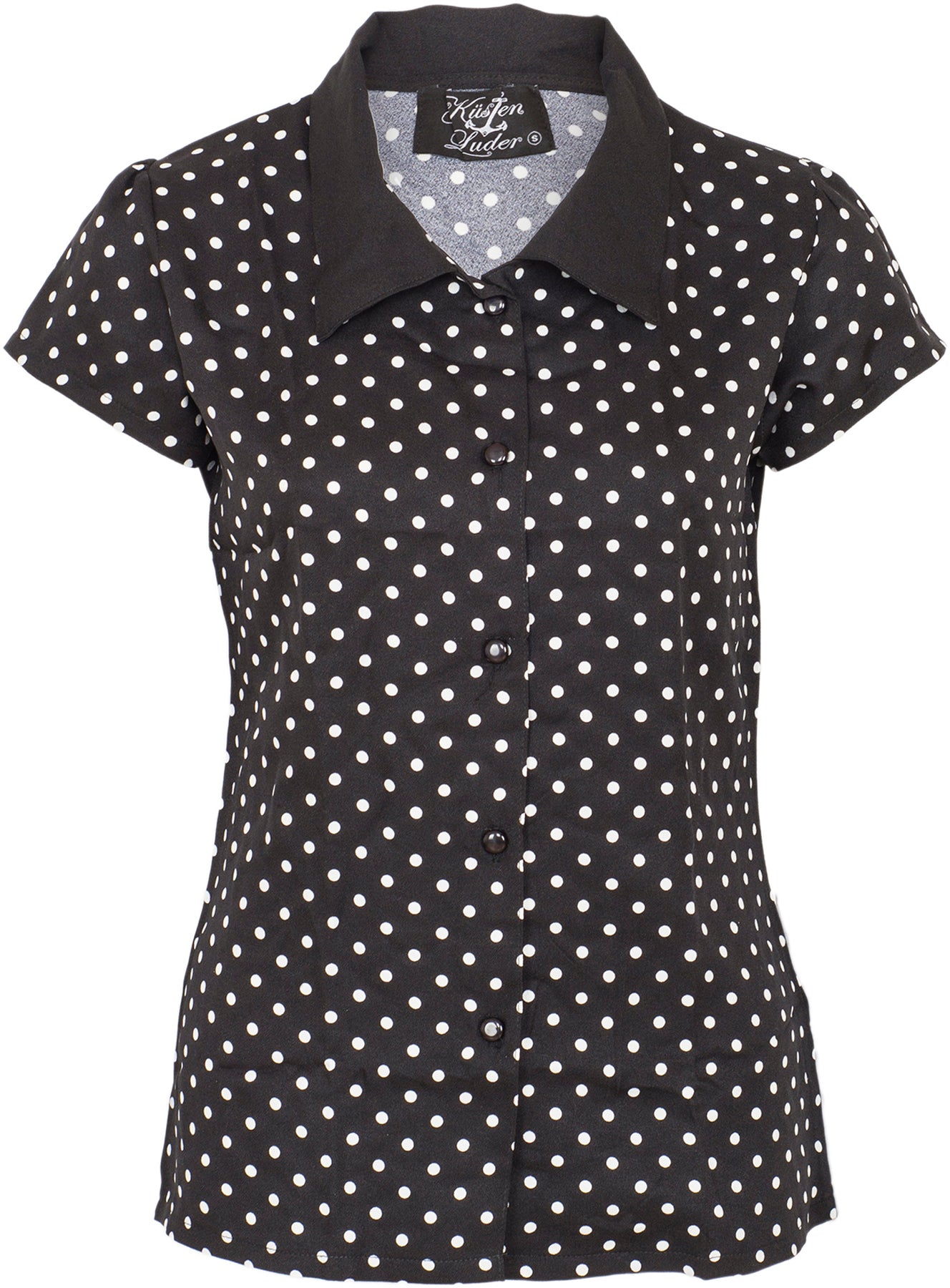 Kuestenluder_NOELY_Vintage_POLKA_DOT_Punkte_KURZARM_Retro_BLUSE_Shirt_killer_kirsche