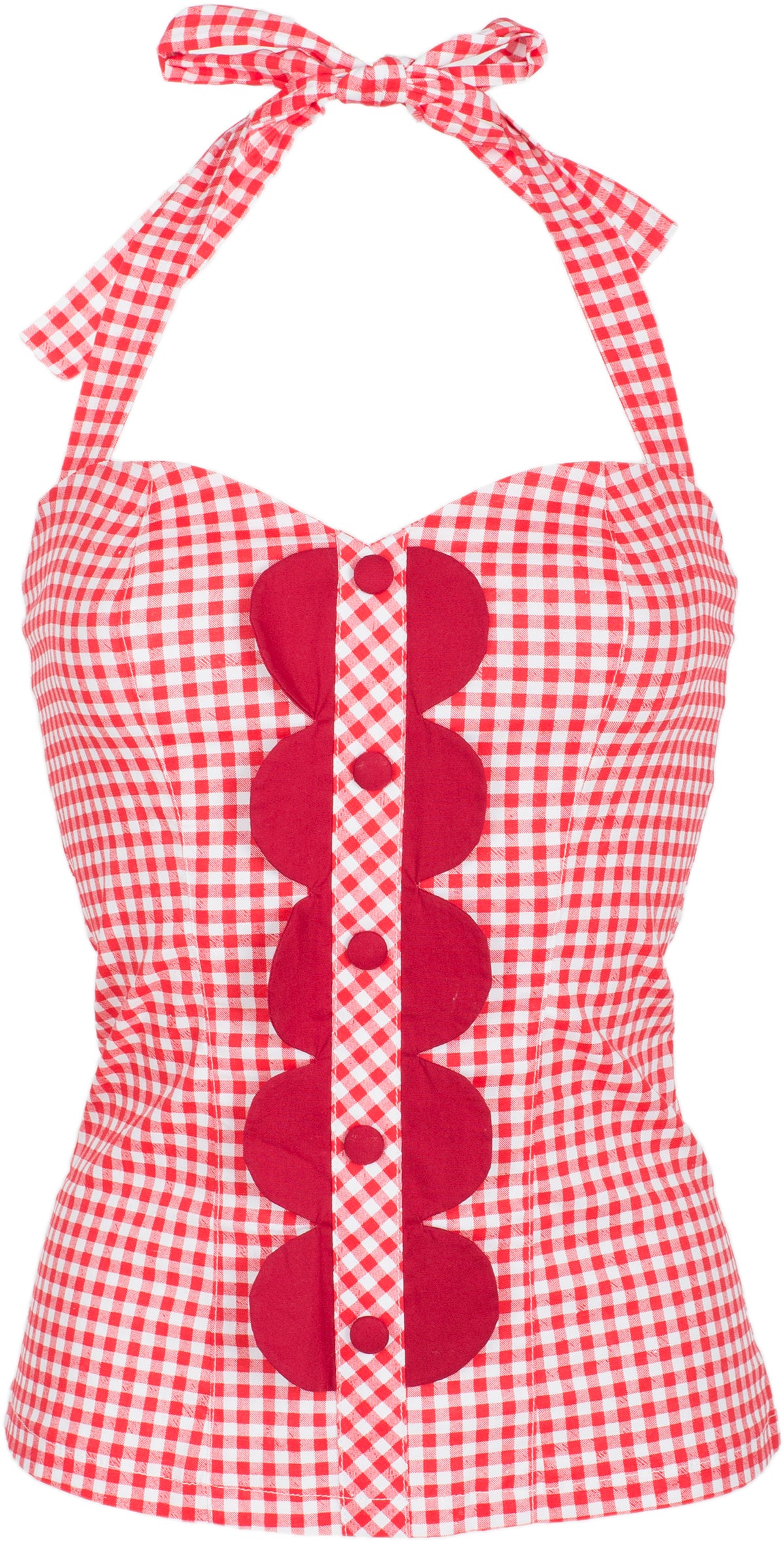 Kuestenluder_NOREEN_Pin_Up_PEPITA_Scot_Buttoned_NECKHOLDER_Top_-_Rot