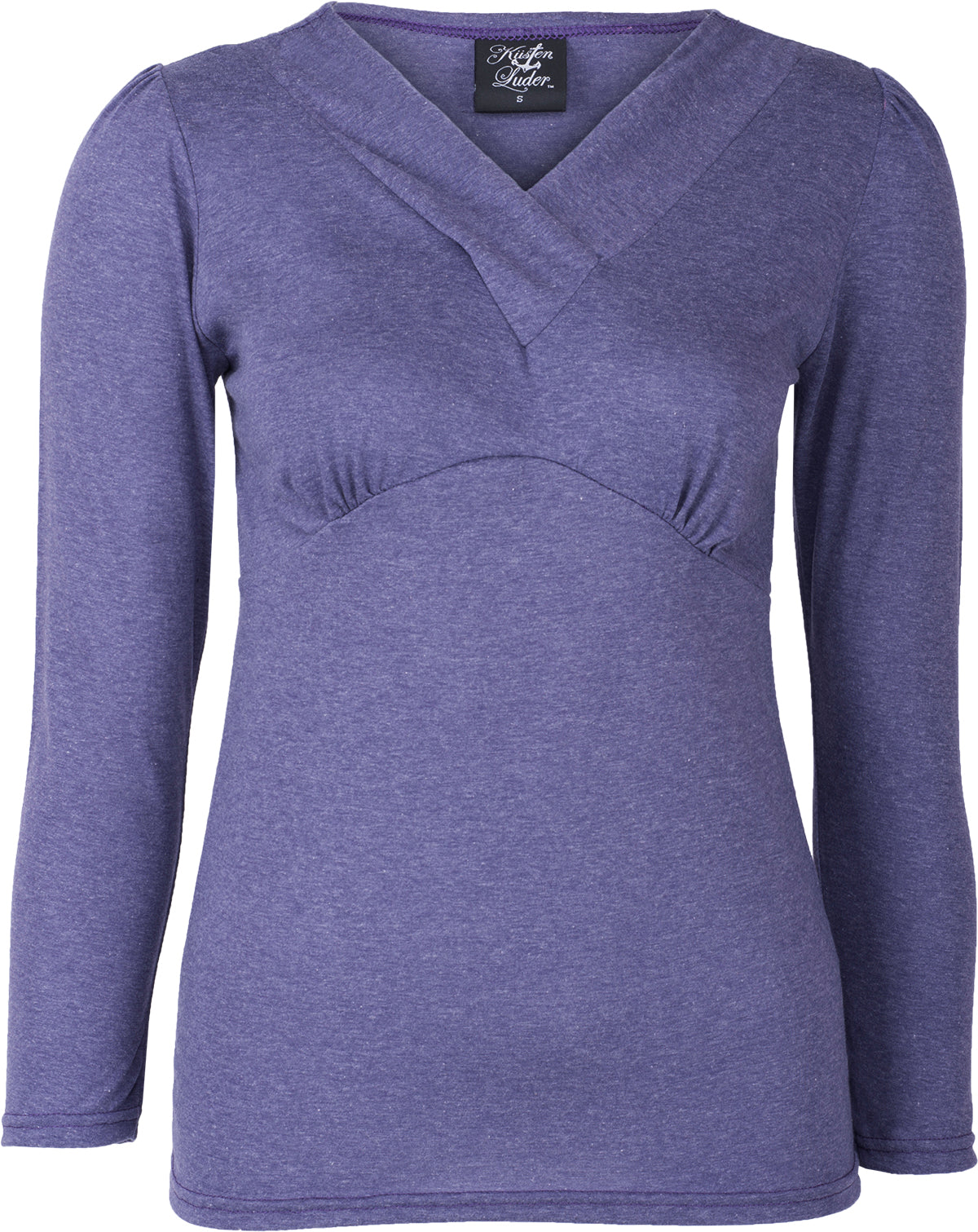 Kuestenluder_OANAE_50s_Basic_V-NECK_Langarm_SHIRT_Oberteil_-_Blaumeliert_01HpchiXiCDZjet