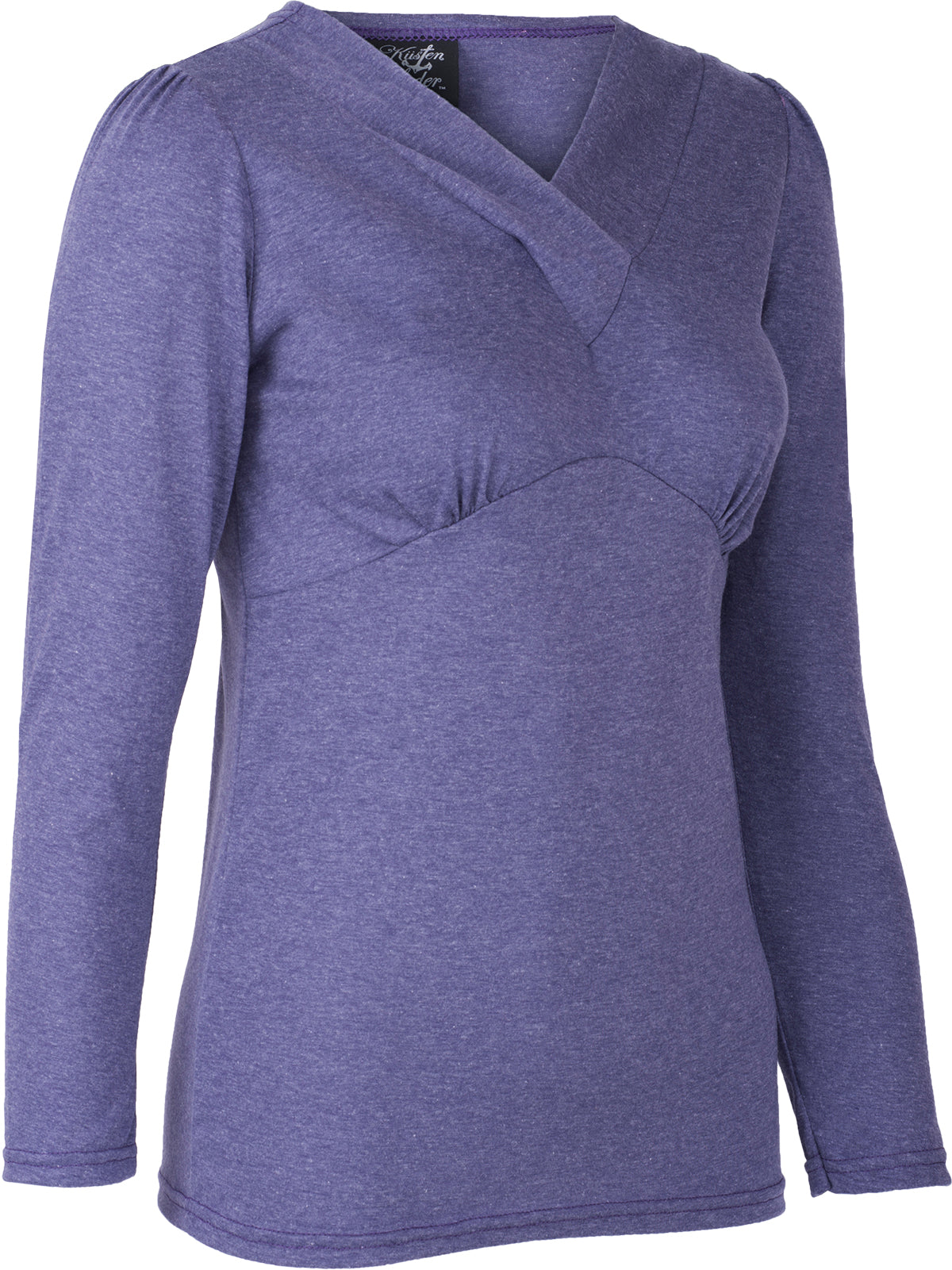 Kuestenluder_OANAE_50s_Basic_V-NECK_Langarm_SHIRT_Oberteil_-_Blaumeliert_036fzazdvfanqP0
